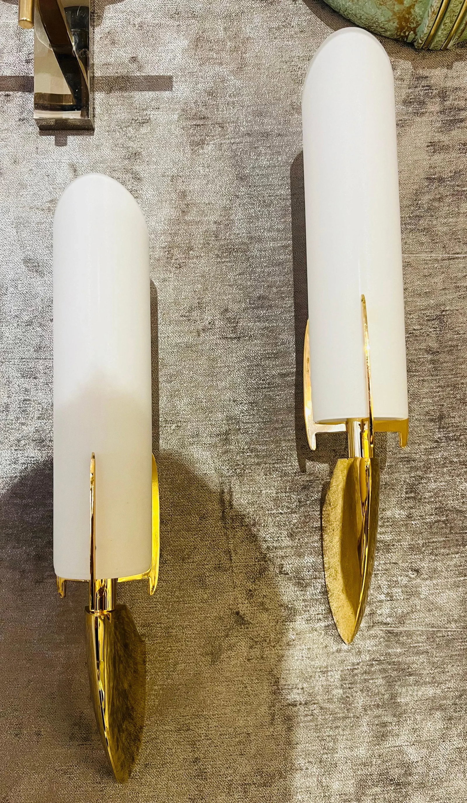 Pair of Austrian 1990s High Style Golden Wall Lamps - 7