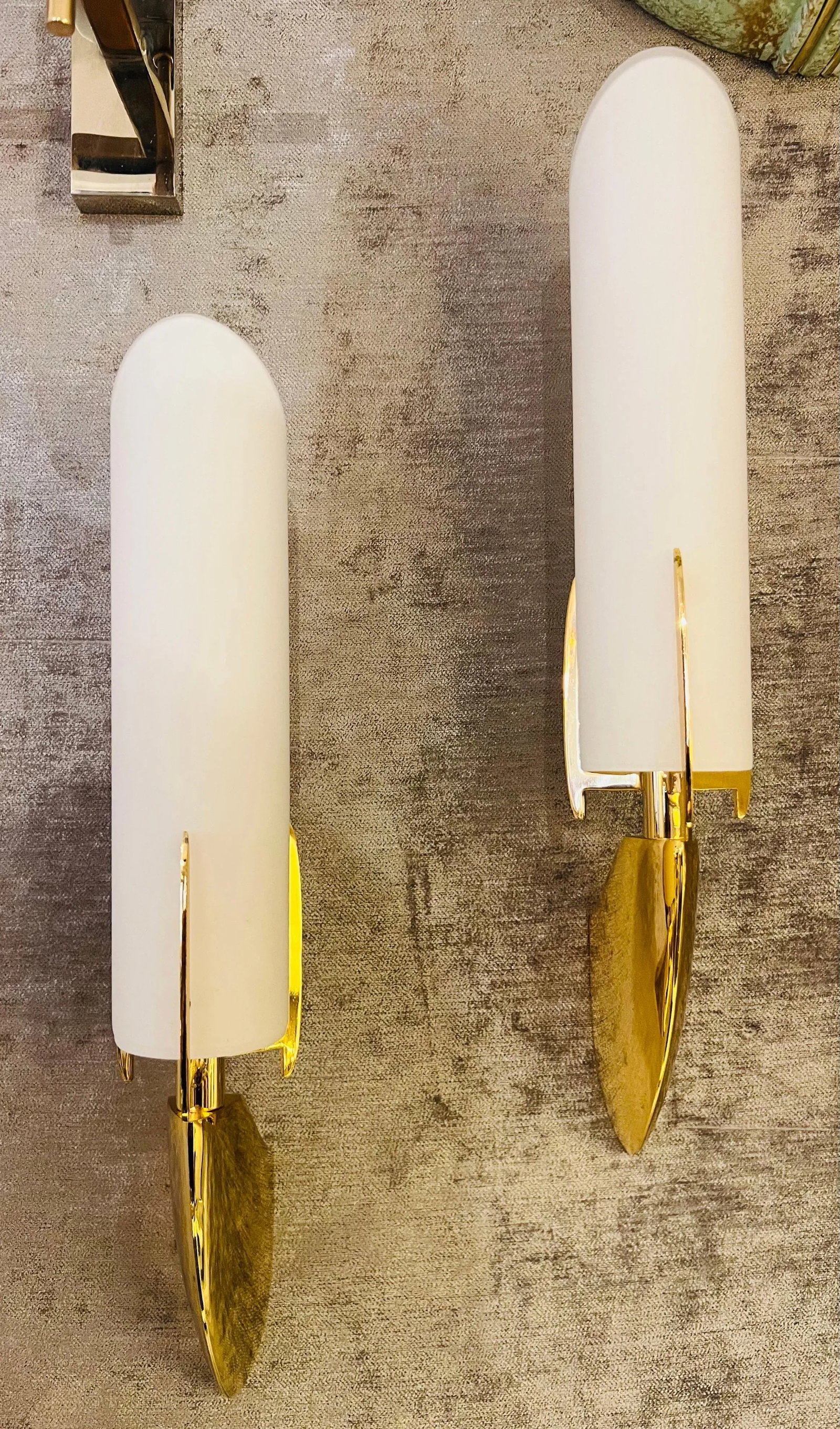 Pair of Austrian 1990s High Style Golden Wall Lamps - 8