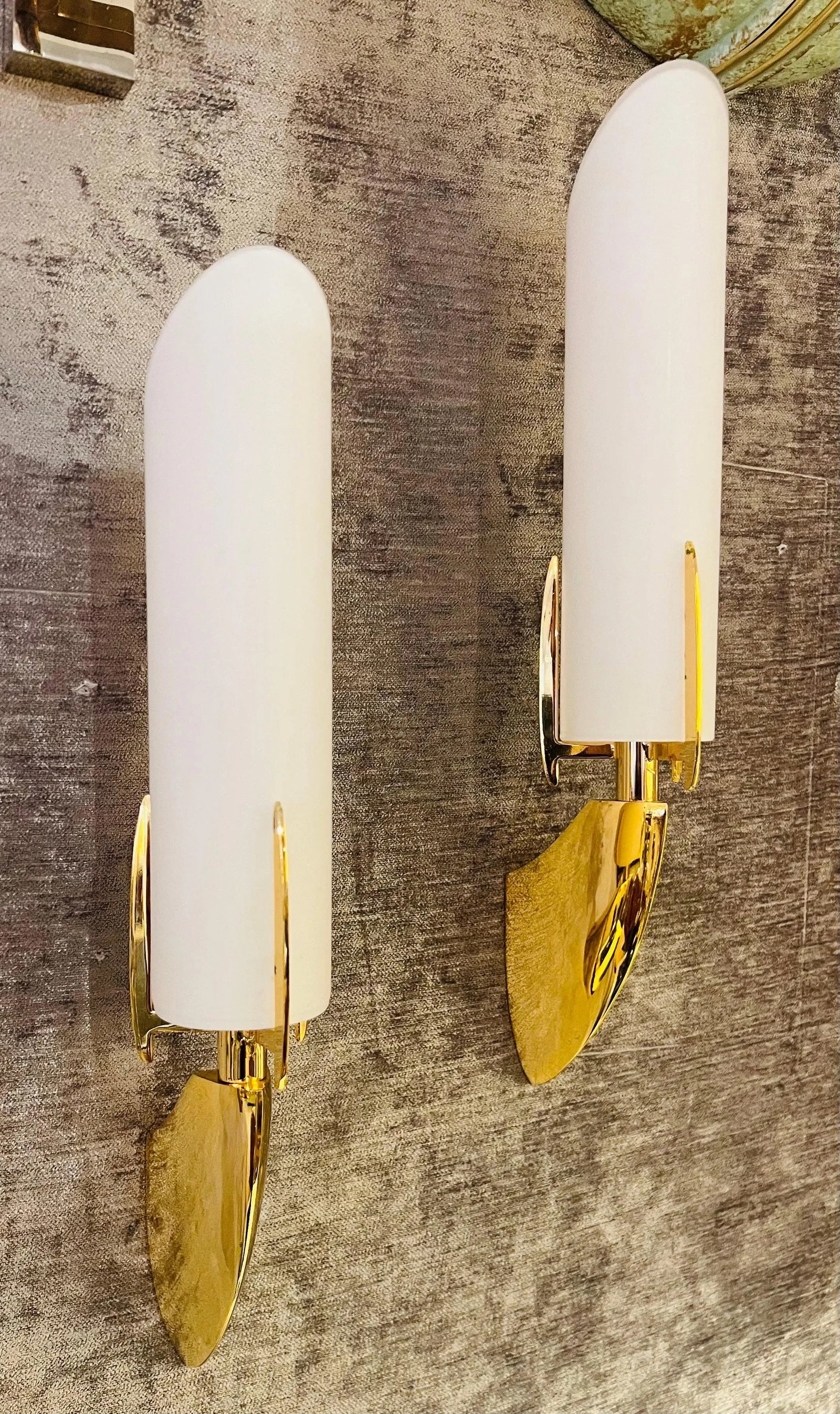 Pair of Austrian 1990s High Style Golden Wall Lamps - 9