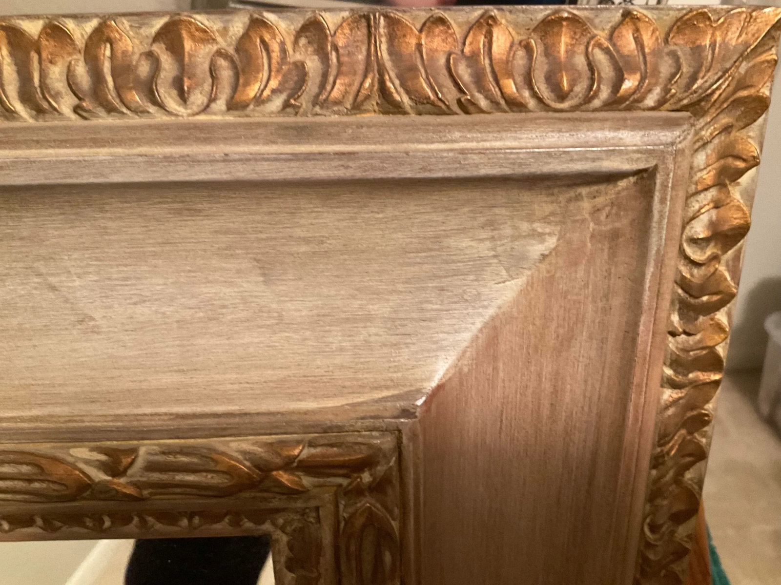 1950's Baroque Inspired Wood Mirror With Gold Accents - 4
