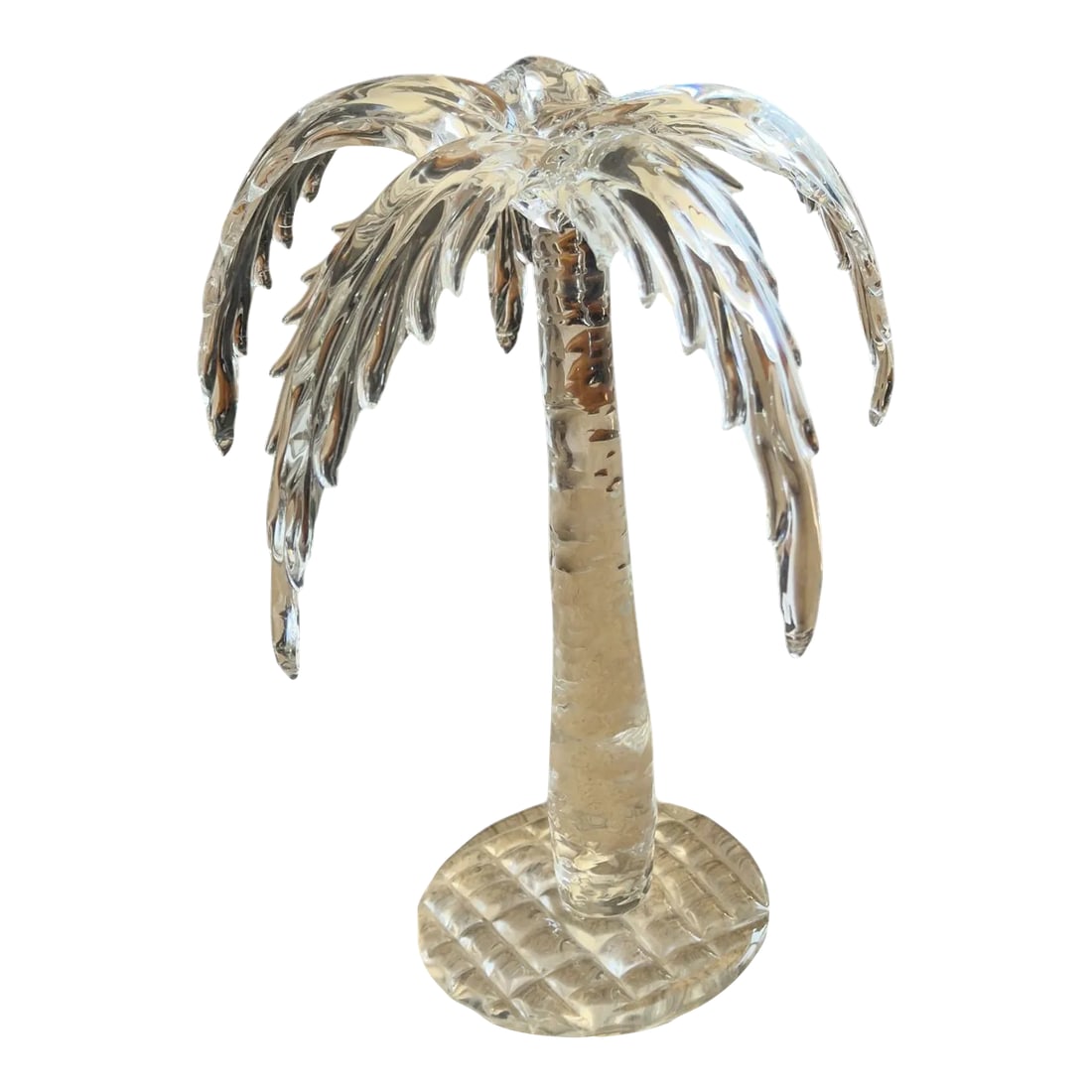 Murano Palm Tree Sculpture: A stunning Italian Murano hand blown glass sculpture of a palm tree, discovered in Key West, Florida in the 1970s. This piece captures the elegance of vintage Italian craftsmanship with a touch of