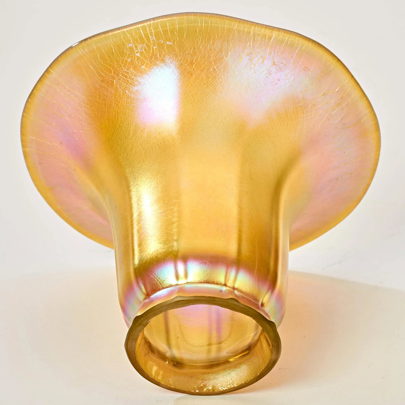Mid 20th Century Hand Blown Art Glass Tulip Lamp Shade Tiffany Style - 5