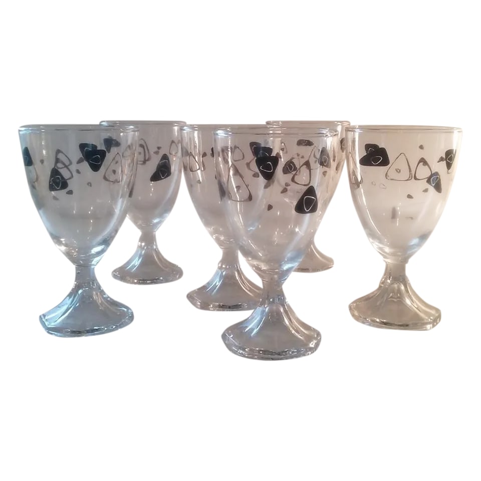 Black & Gold Boomerang Goblets - Set of 6 (1 of 5)