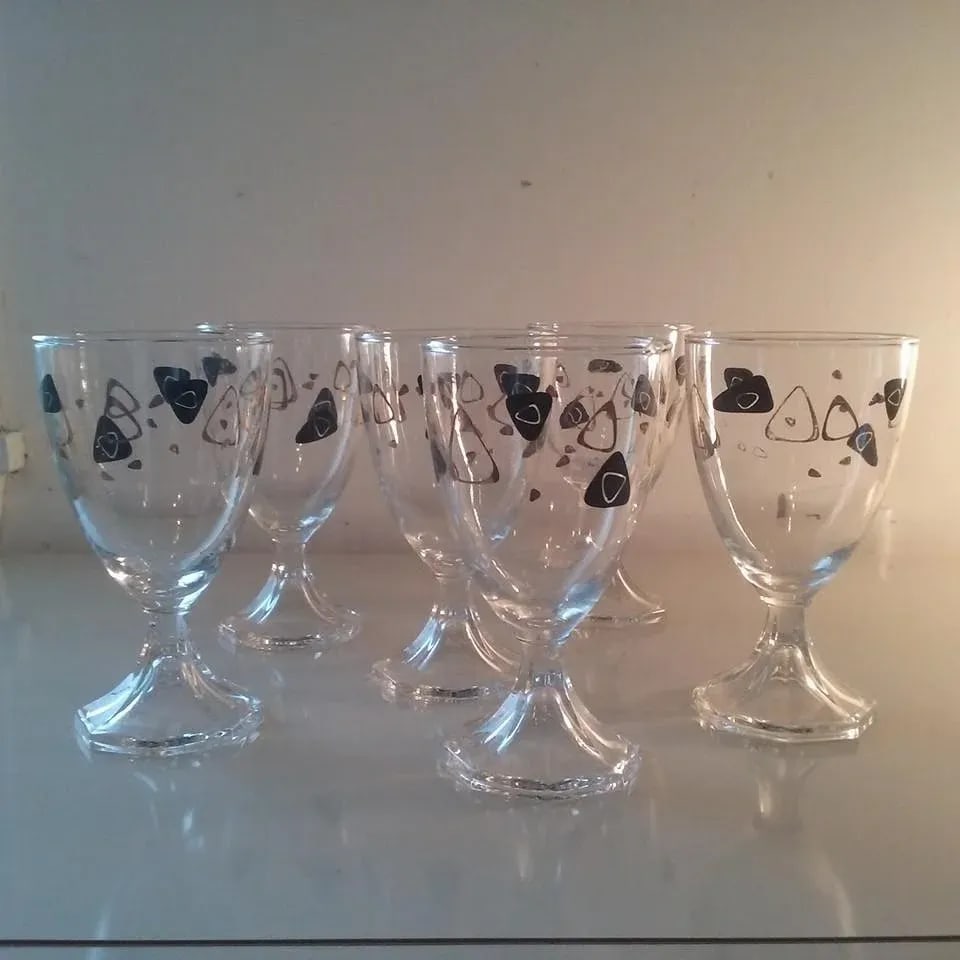 Black & Gold Boomerang Goblets - Set of 6 - 2