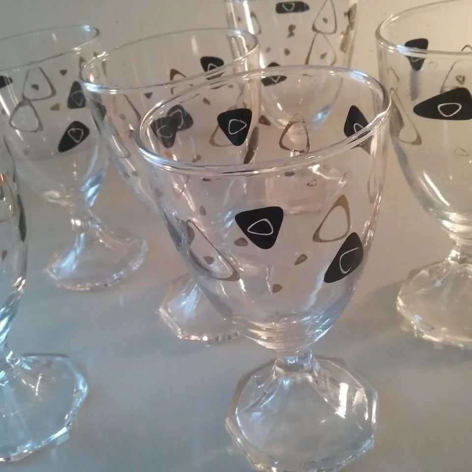 Black & Gold Boomerang Goblets - Set of 6 - 3