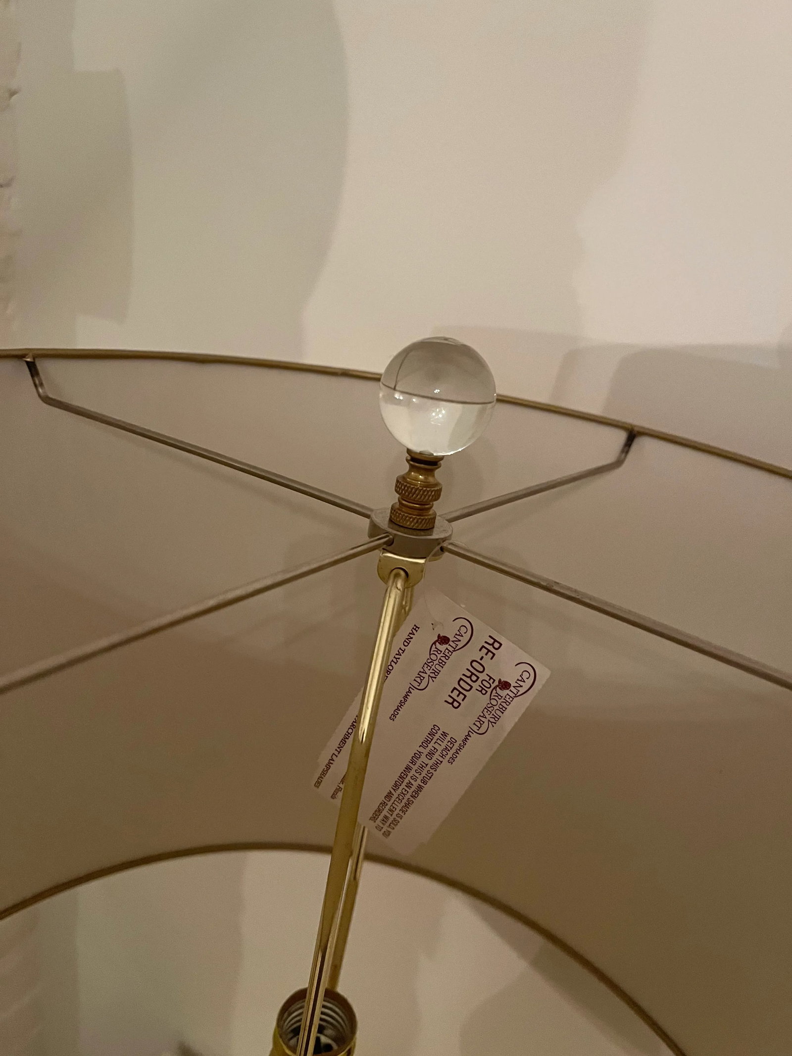 Late 20th Century Golden Ceramic Lamps With Gold Grass Cloth Shades - 8