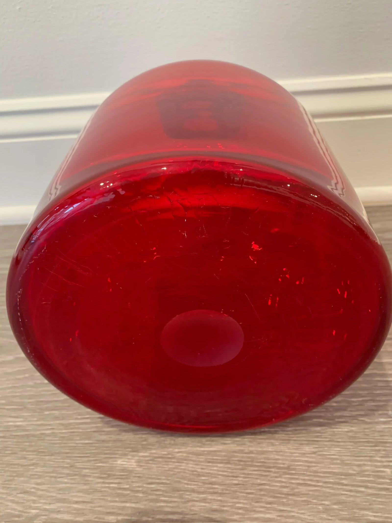 Late 20th Century Red Glass Vases- A Pair - 4