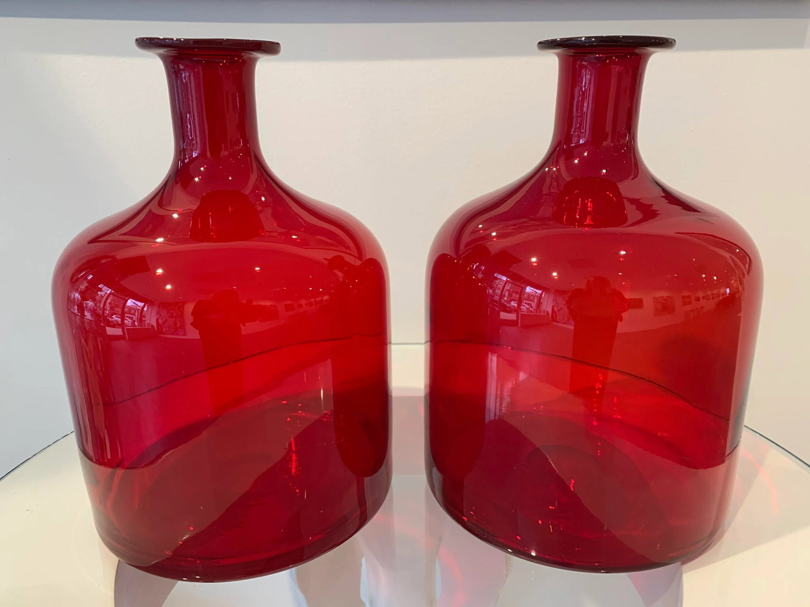 Late 20th Century Red Glass Vases- A Pair - 5