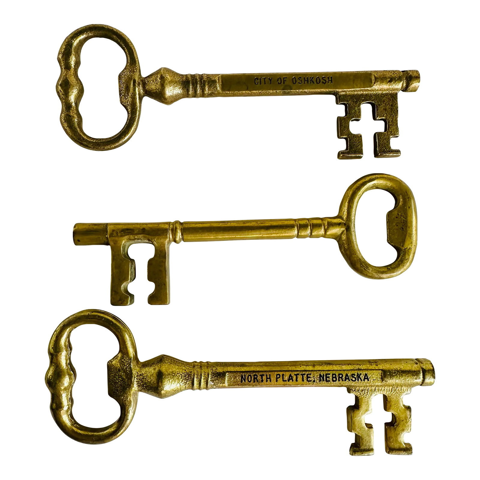 Vintage Keys to the Midwest Brass Skeleton Key Bottle Openers - Set of 3 (1 of 5)