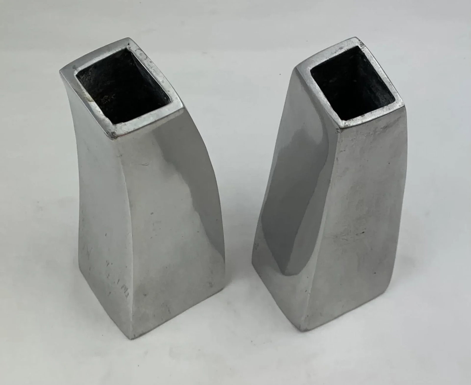 1990s Vintage Modern Aluminum Vases- Set of 2 - 2