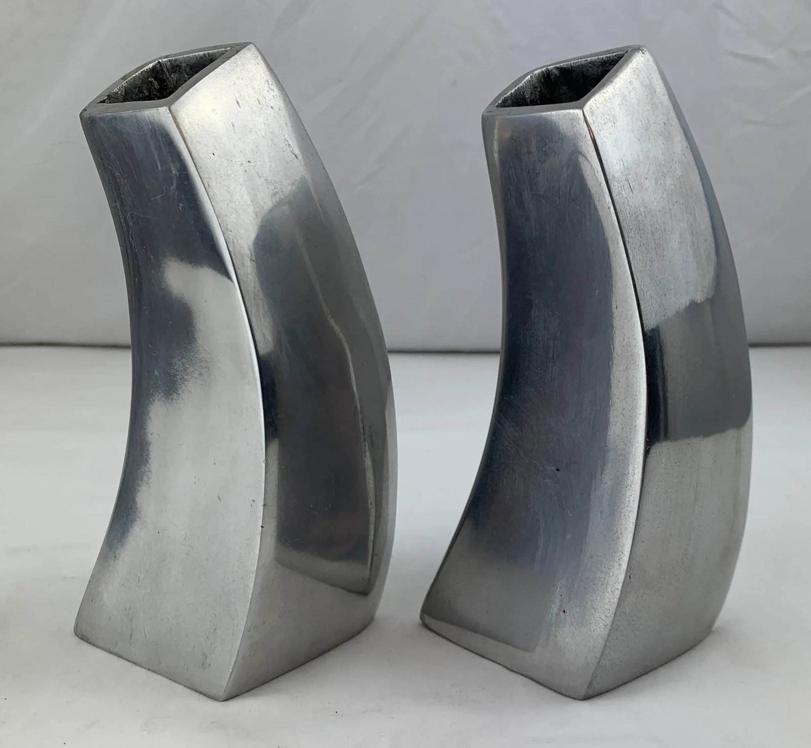 1990s Vintage Modern Aluminum Vases- Set of 2 - 3