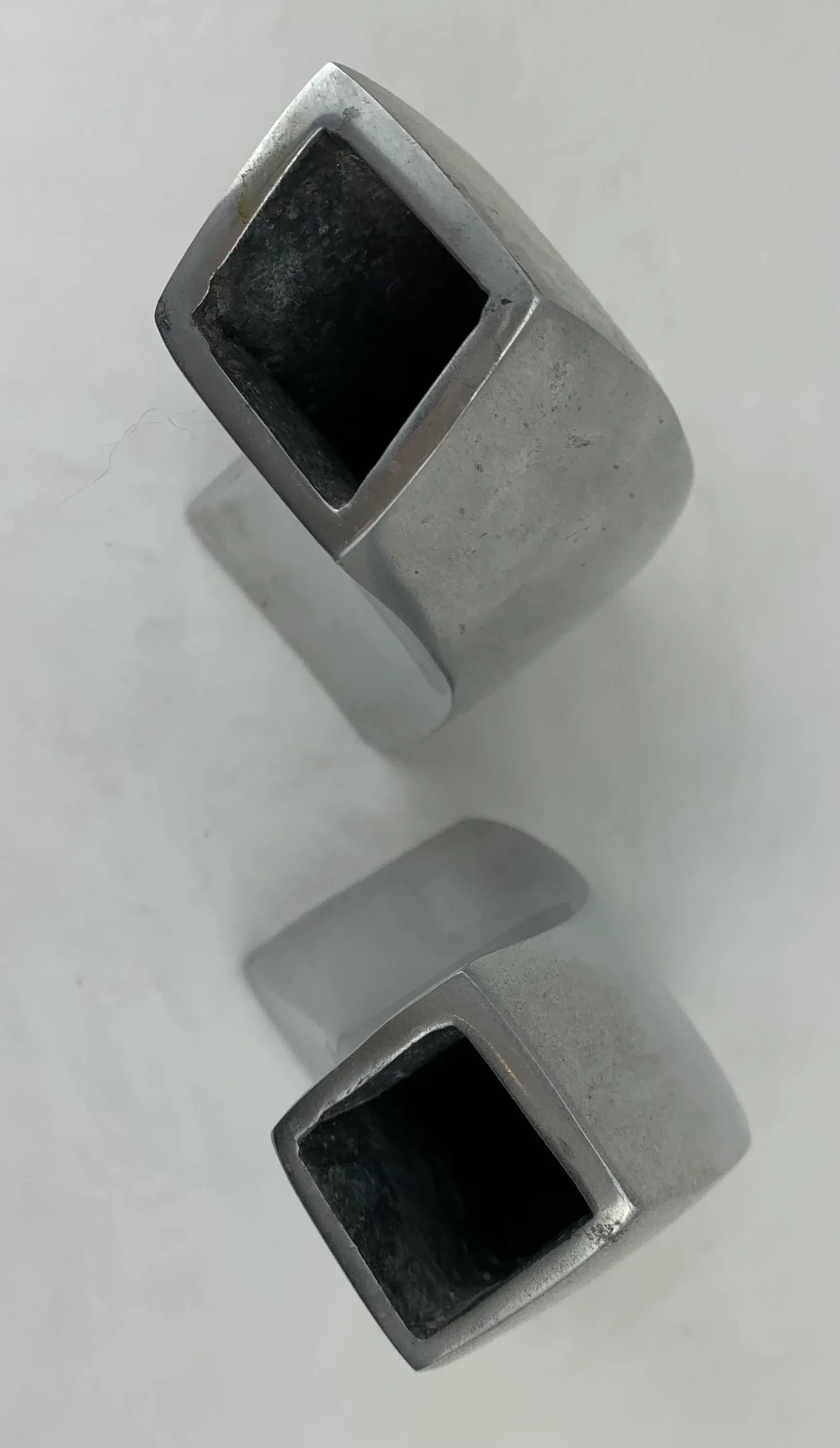 1990s Vintage Modern Aluminum Vases- Set of 2 - 4