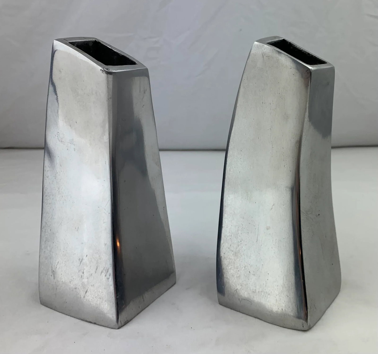 1990s Vintage Modern Aluminum Vases- Set of 2 - 5