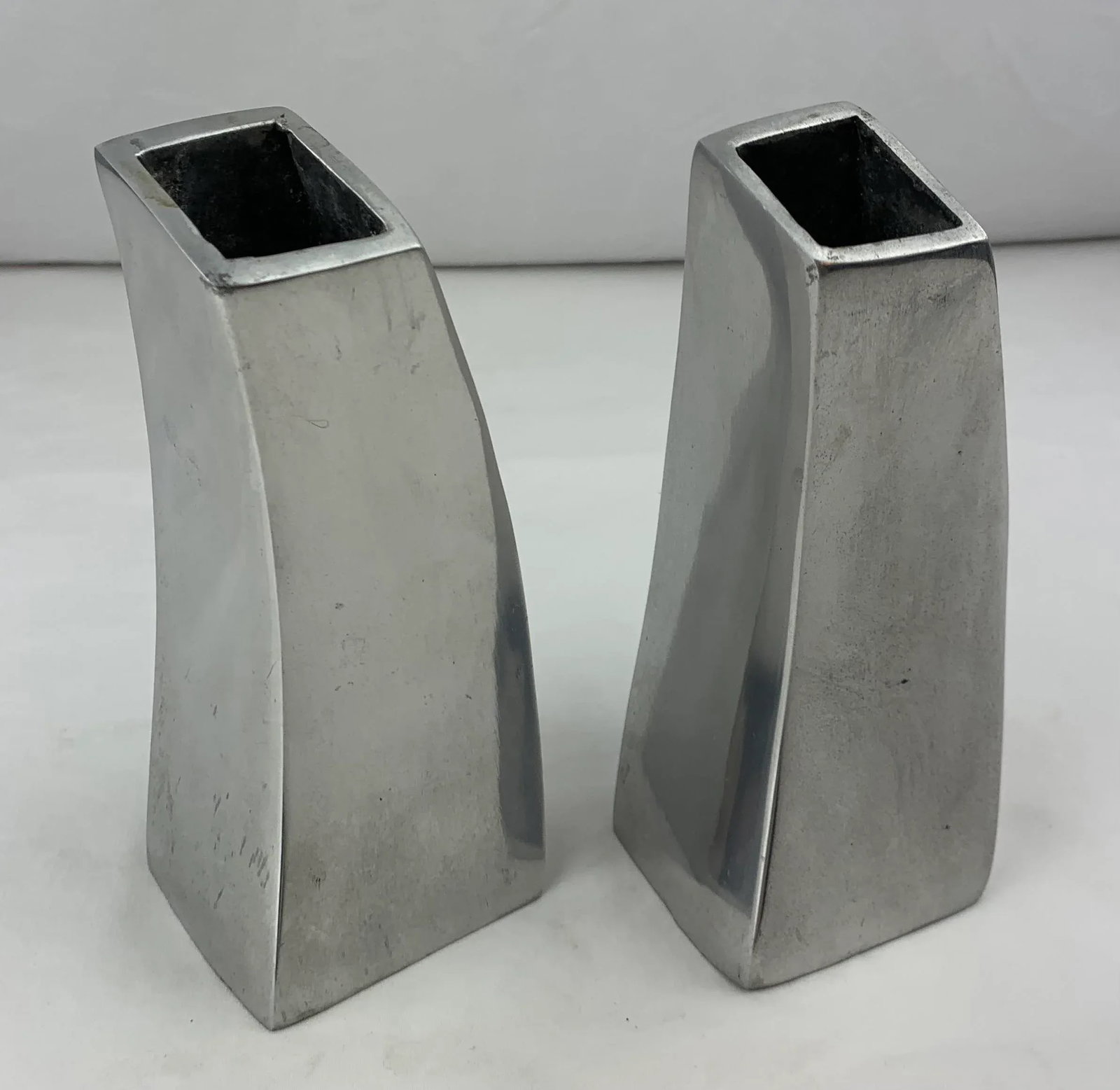 1990s Vintage Modern Aluminum Vases- Set of 2 - 6