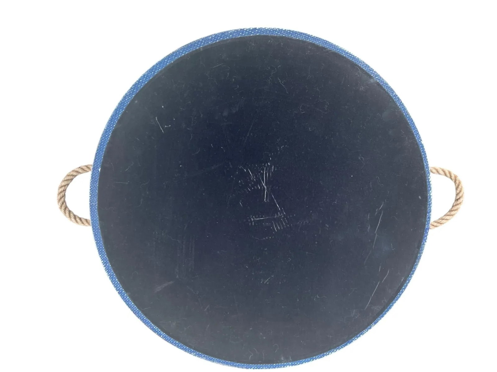 "Aegean" Nautical Grasscloth Covered Serving Tray in Indigo by Regina Andrew - 3