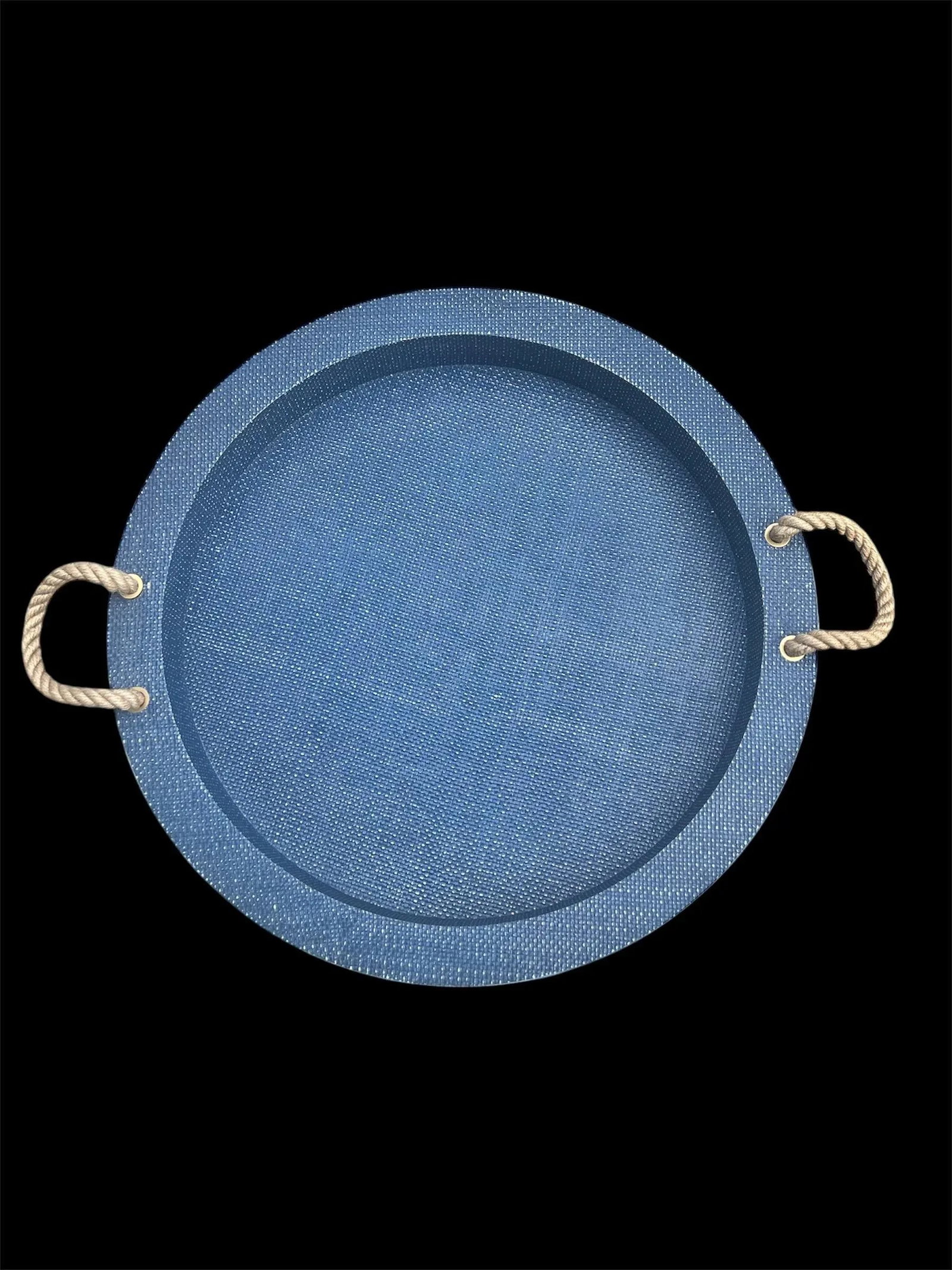"Aegean" Nautical Grasscloth Covered Serving Tray in Indigo by Regina Andrew - 4