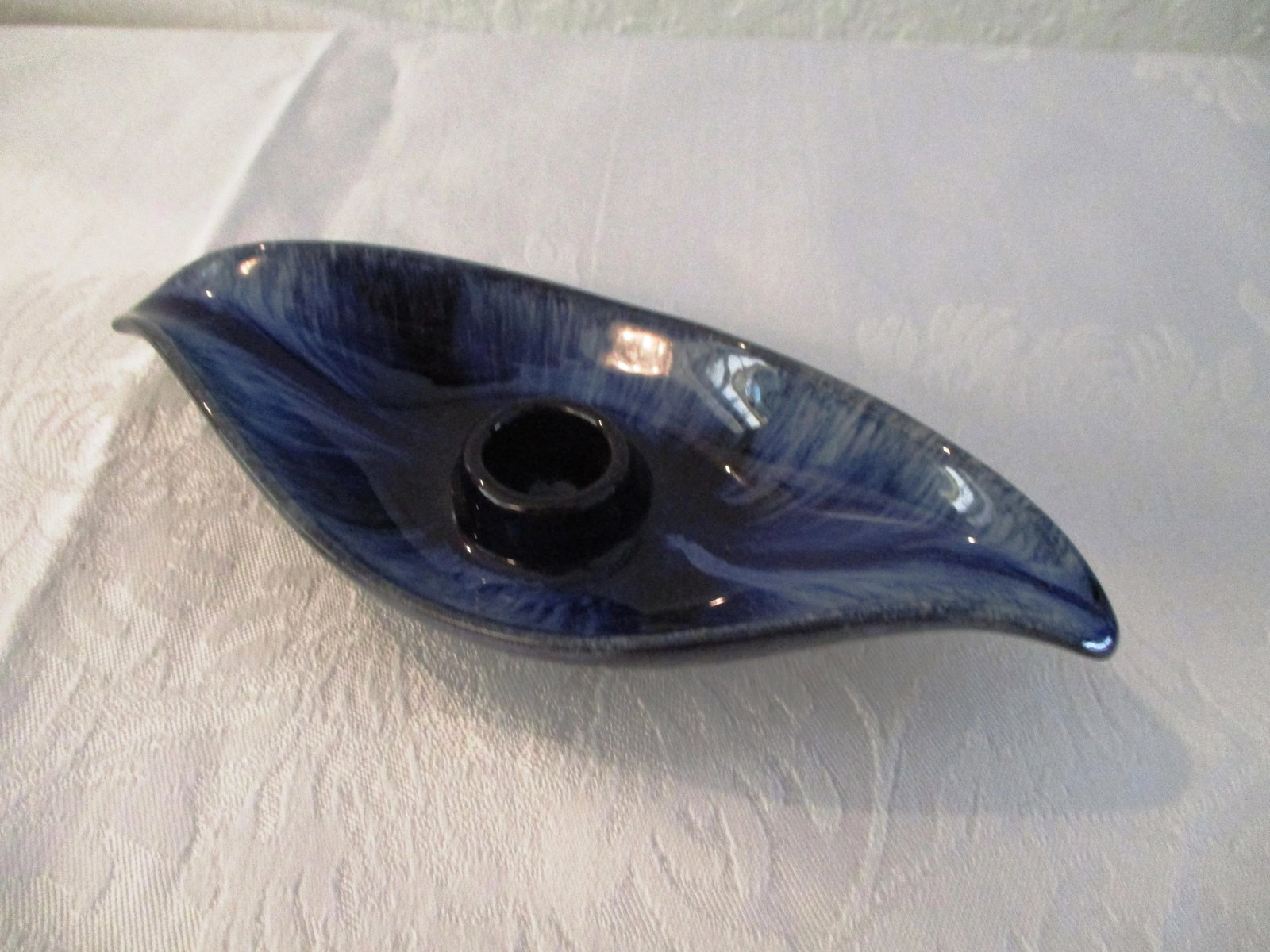 Mid-Century Blue Mountain Drip Glaze Pottery Candle Holders - a Pair - 3