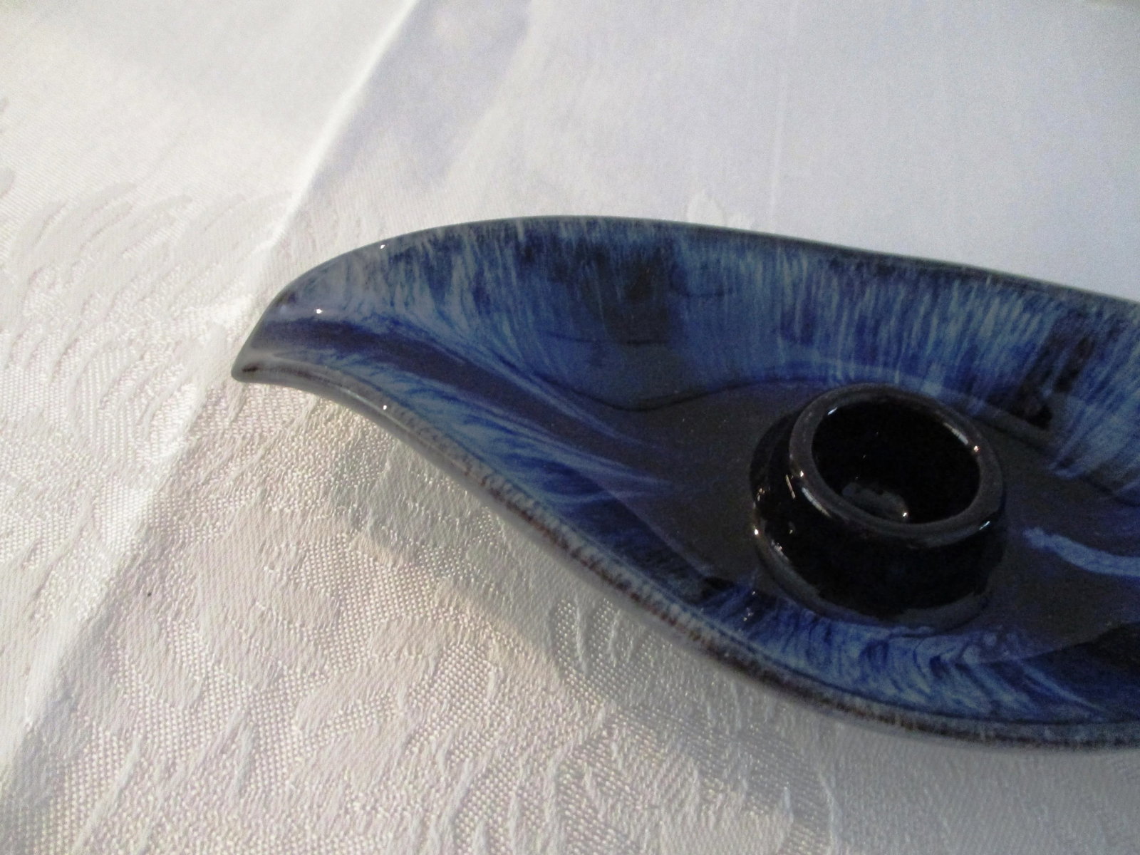 Mid-Century Blue Mountain Drip Glaze Pottery Candle Holders - a Pair - 4