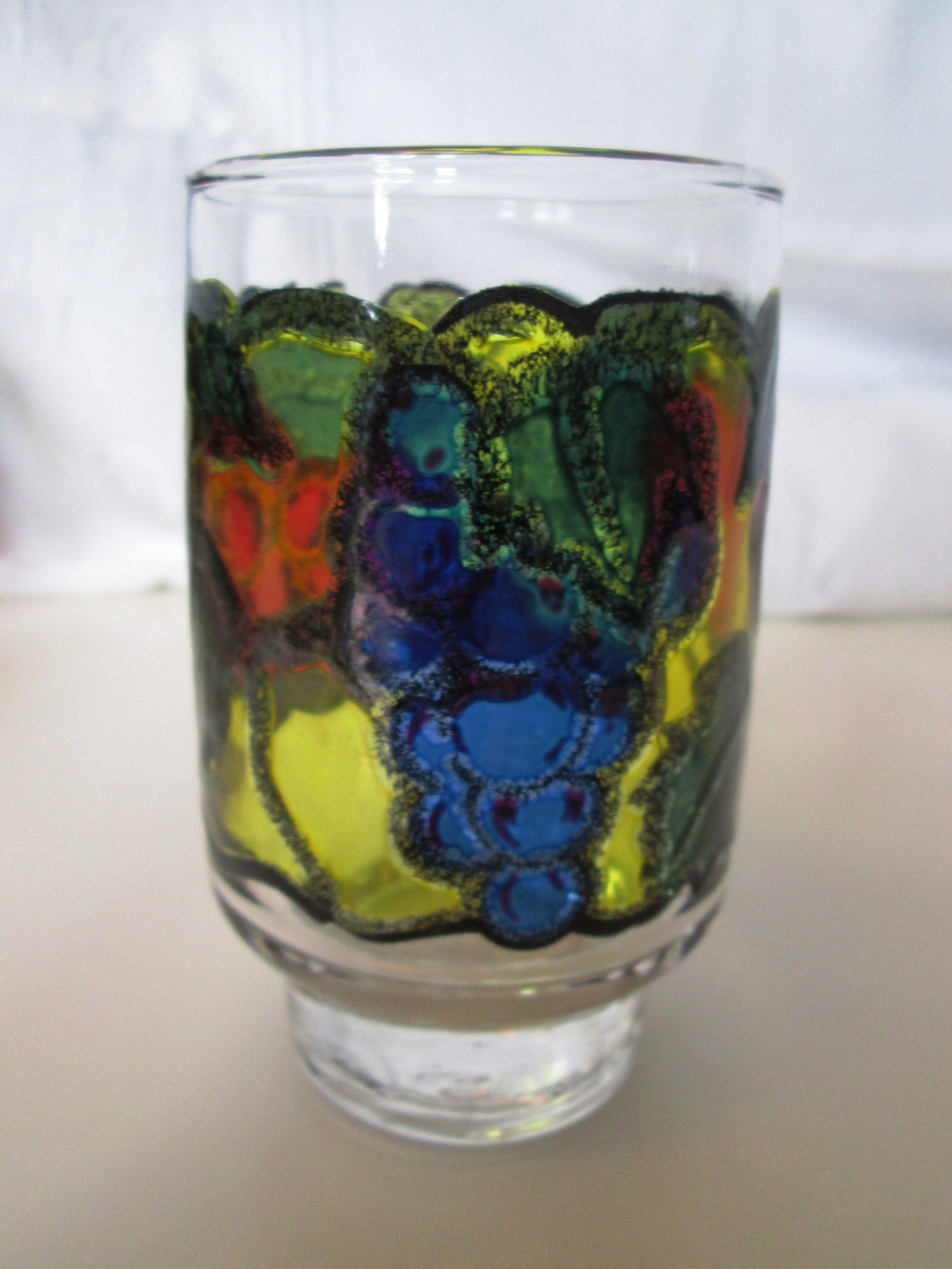 1970s Stained Glass Design Fruit Tumblers - Set of 7 - 5