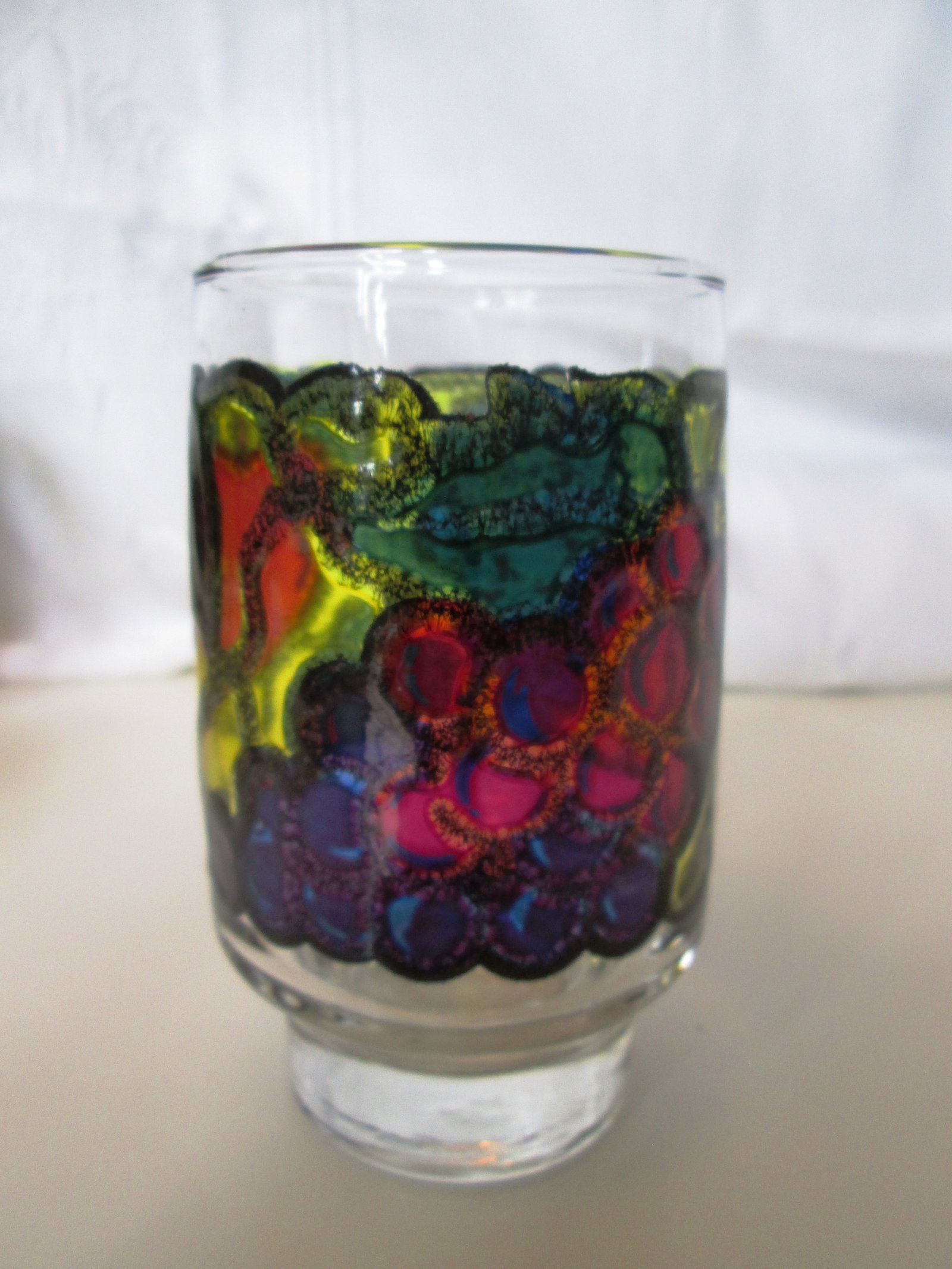 1970s Stained Glass Design Fruit Tumblers - Set of 7 - 6