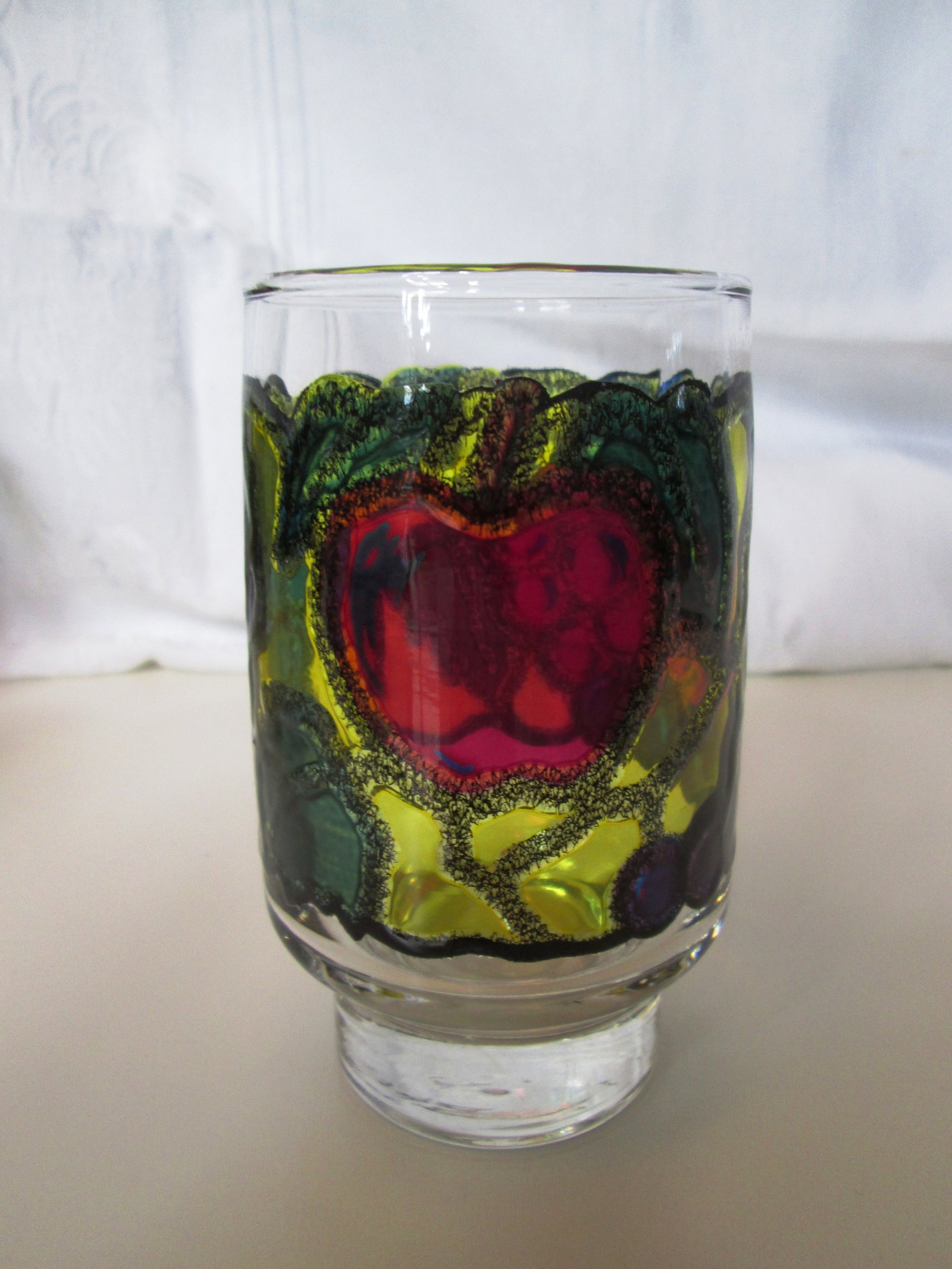 1970s Stained Glass Design Fruit Tumblers - Set of 7 - 7