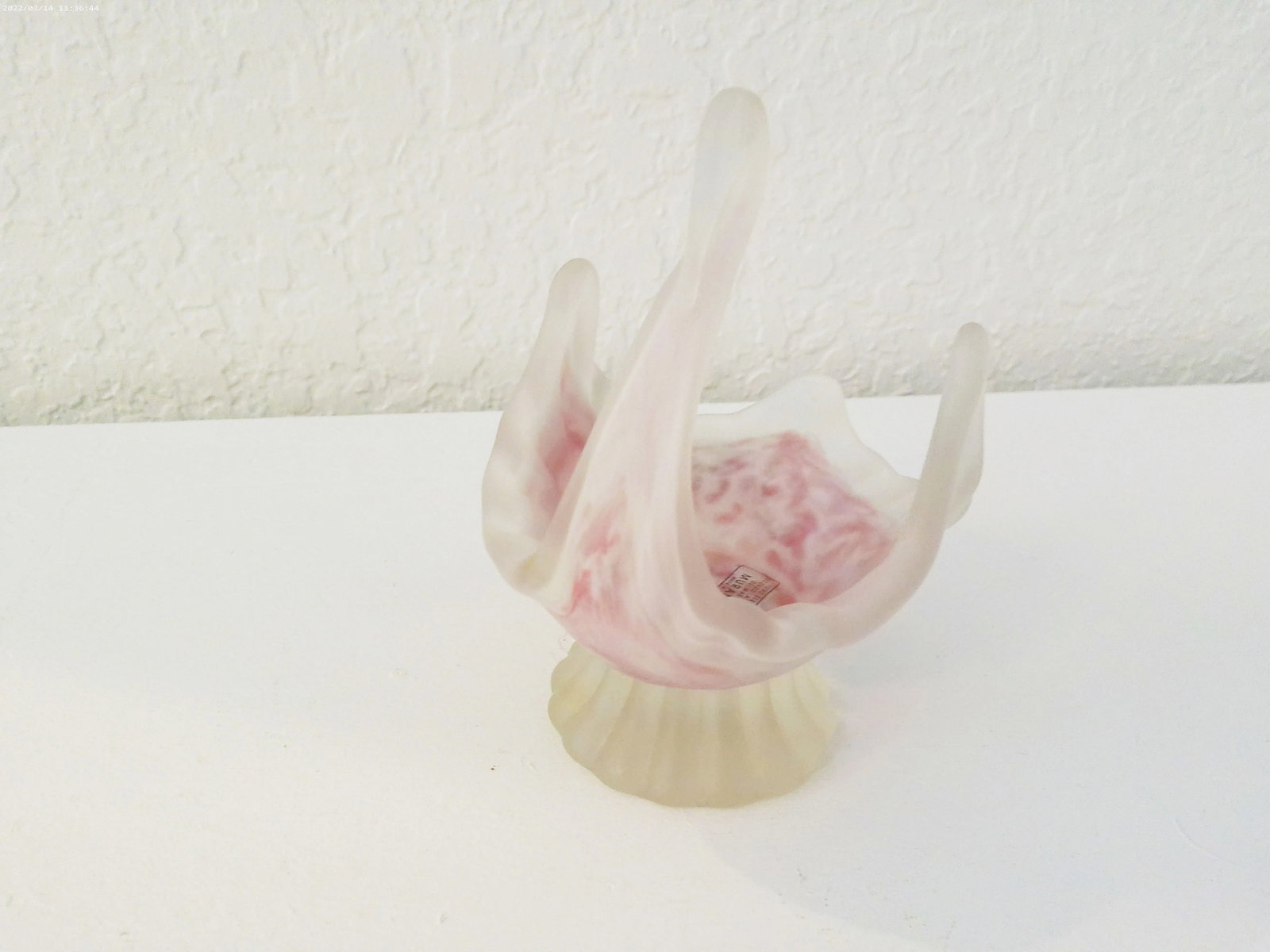 Vintage Italian Dei Maestri Murano Frosted Glass Swan Trinket Dish - 3