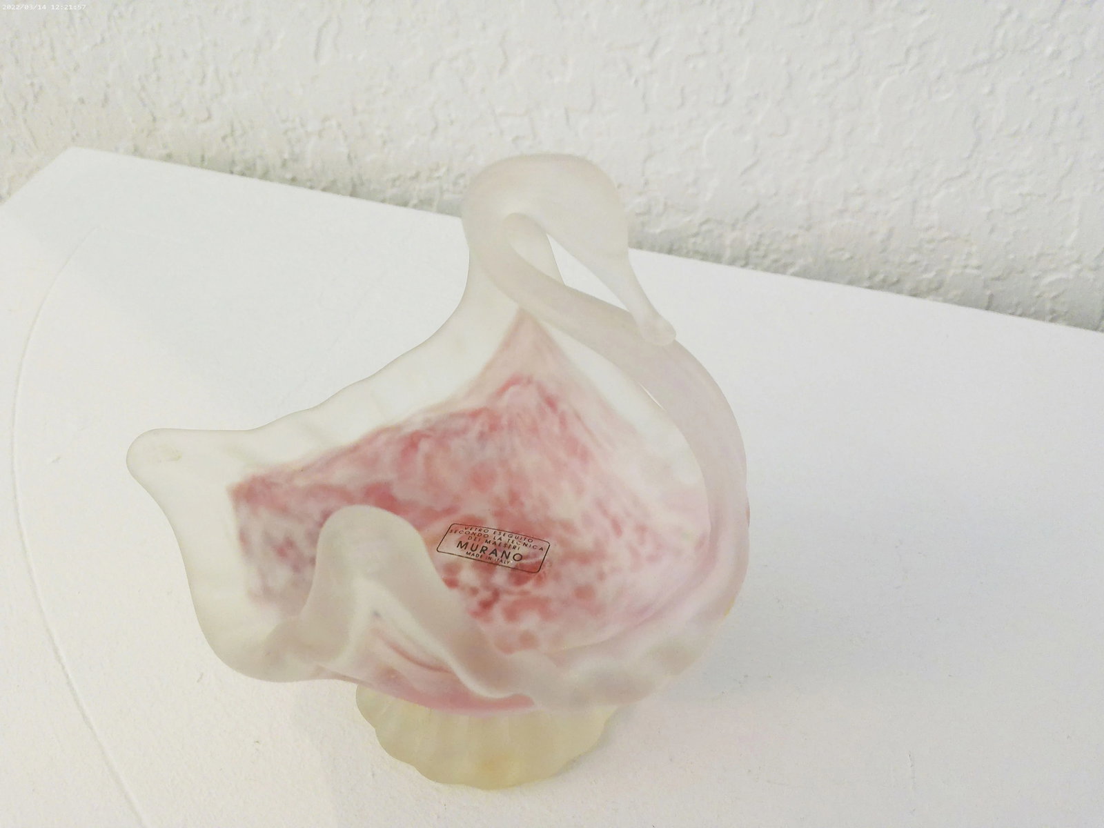 Vintage Italian Dei Maestri Murano Frosted Glass Swan Trinket Dish - 6