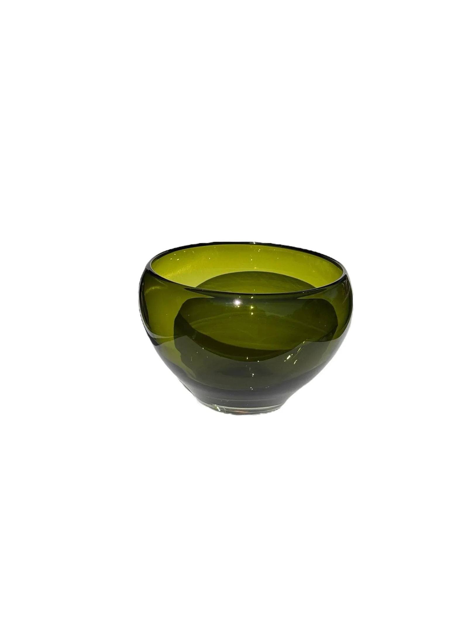 Vintage Hand Blown Green Glass Bowl - 3