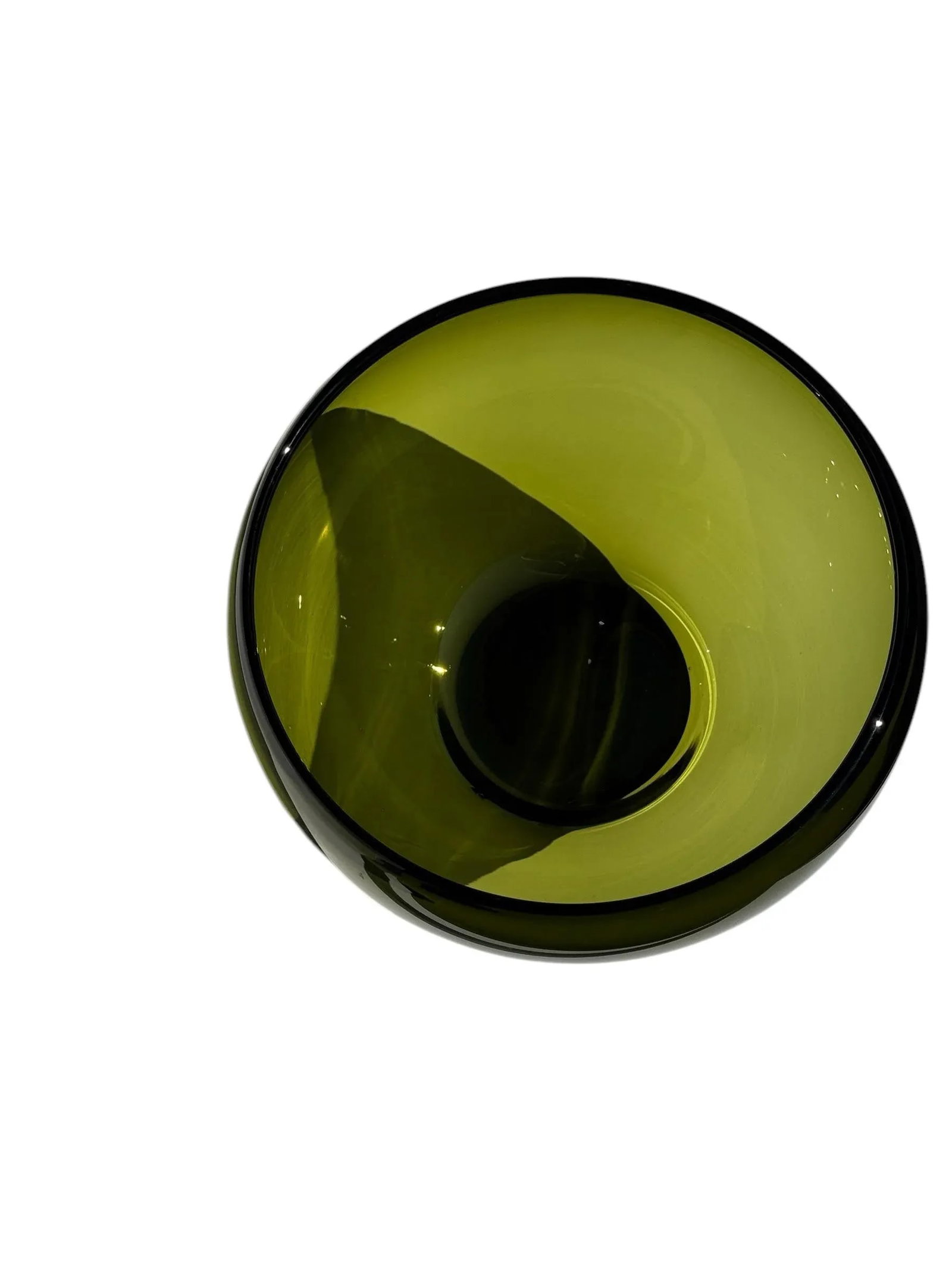 Vintage Hand Blown Green Glass Bowl - 5