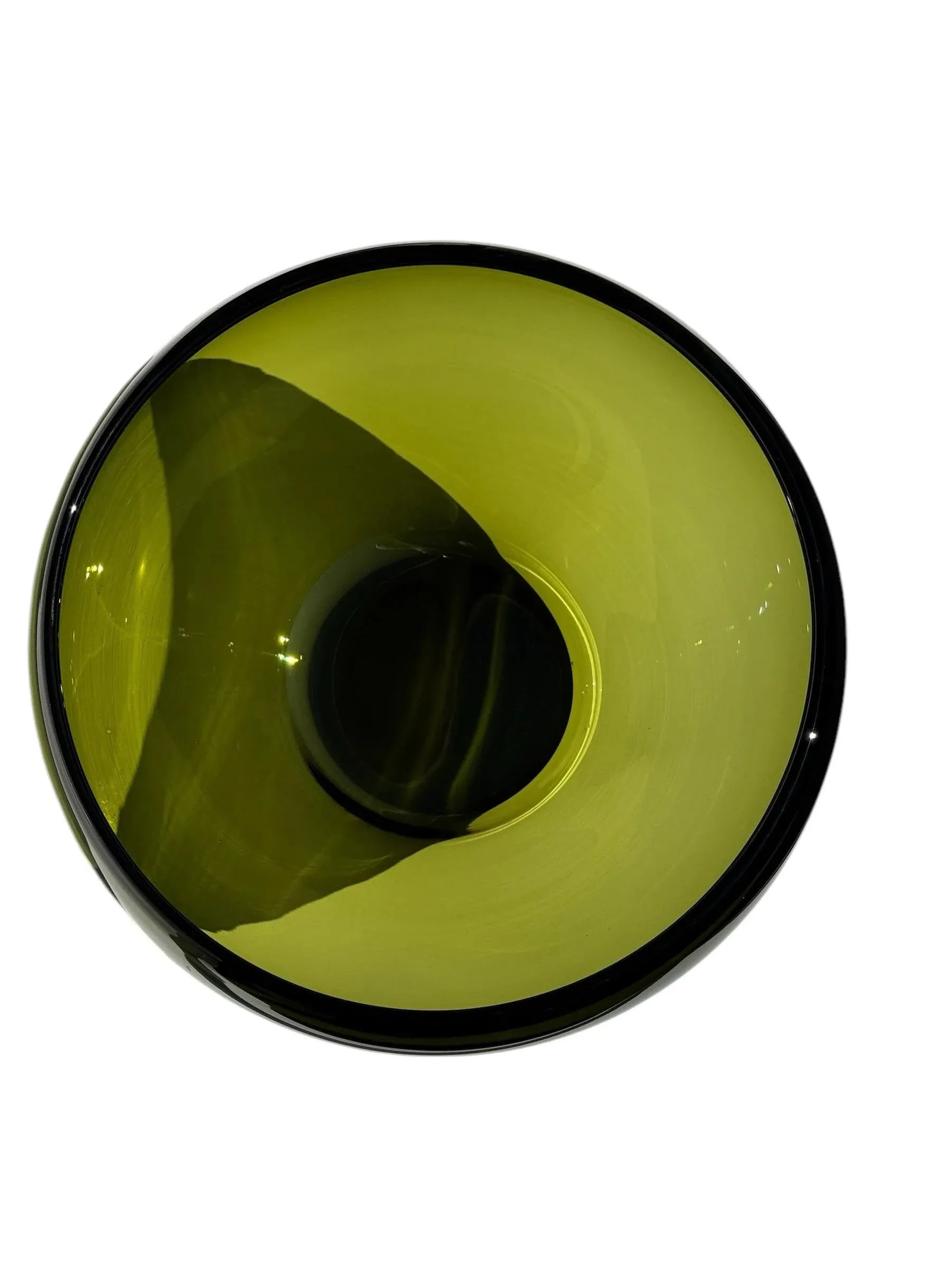 Vintage Hand Blown Green Glass Bowl - 6