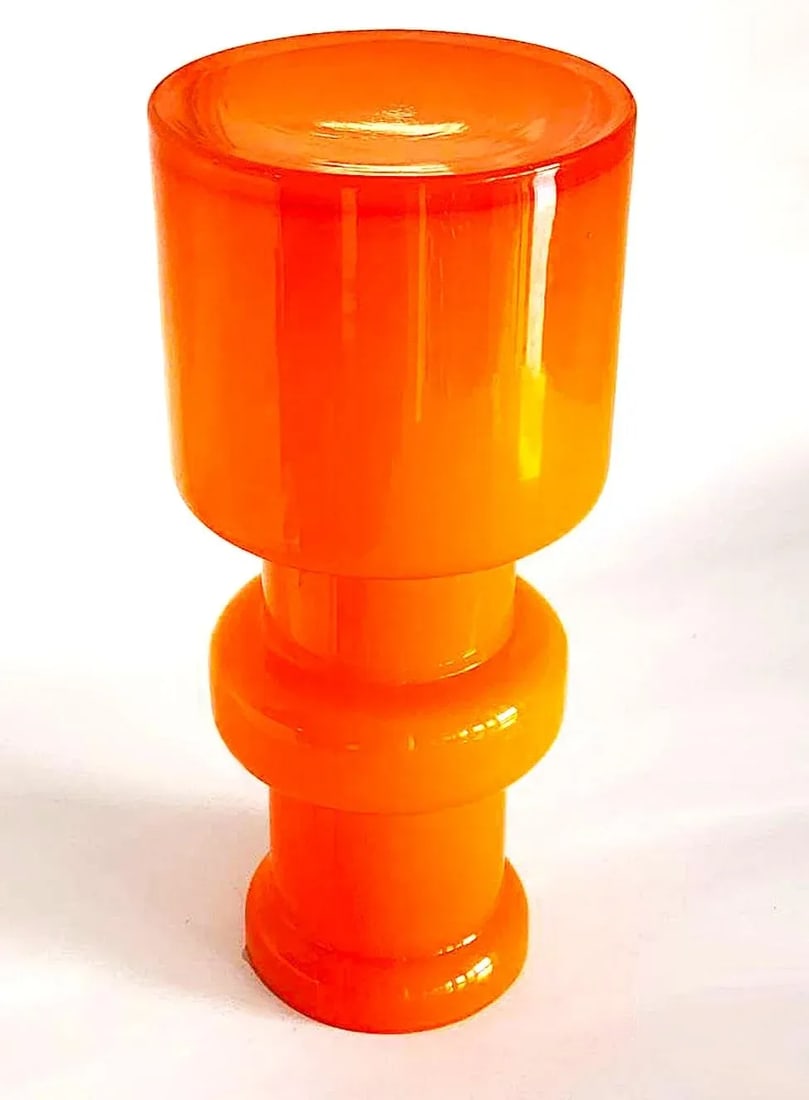 1960s Scandinavian Tall Hooped Glass Vase by Michael Bang for Holmegaard Denmark - 5