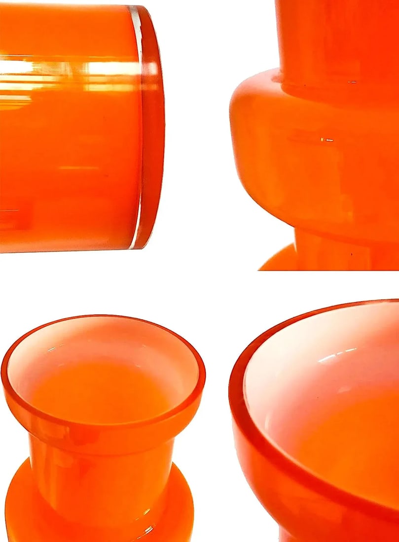 1960s Scandinavian Tall Hooped Glass Vase by Michael Bang for Holmegaard Denmark - 7