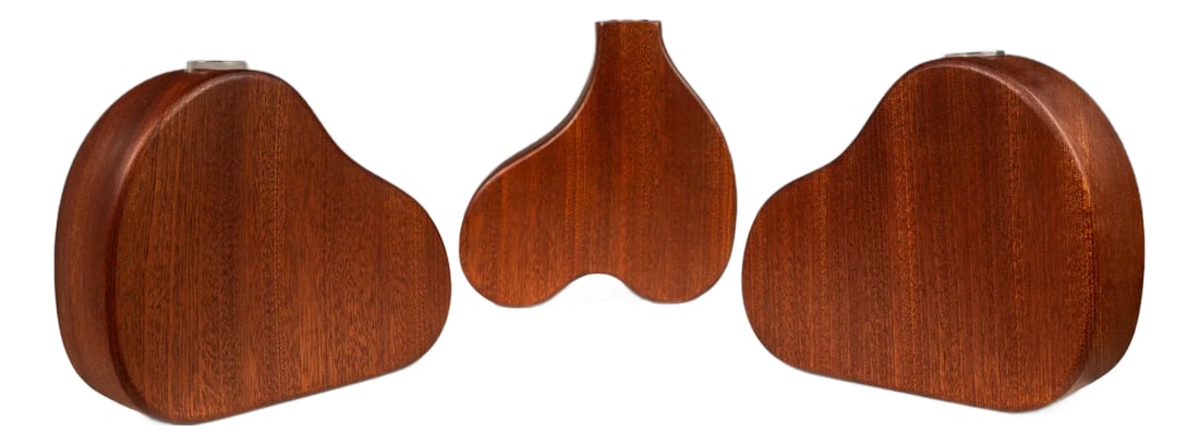 Set of 3 Organic Modern Bud-Propagation Vases Carved in Solid African Sapele by Mark Leblanc for Leb: Introduce your home to a touch of organic elegance with this set of three bud/propagation vases designed and carved by Mark LeBlanc for Leblanc Studios. Masterfully crafted from rare and