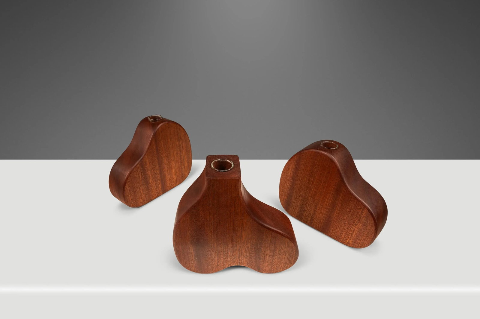 Set of 3 Organic Modern Bud-Propagation Vases Carved in Solid African Sapele by Mark Leblanc for Leb - 2