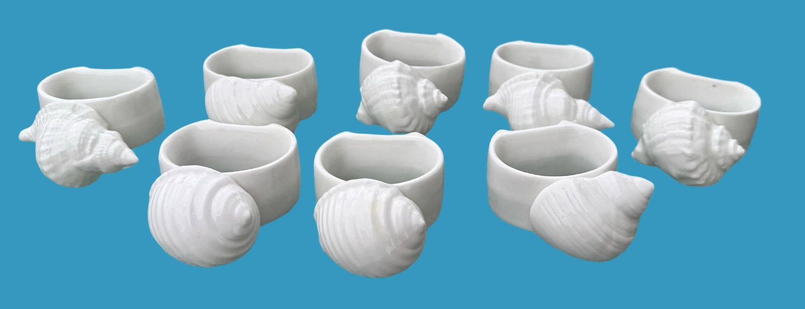 Porcelain Sea Shell Napkin Rings- Set of 8 - 2