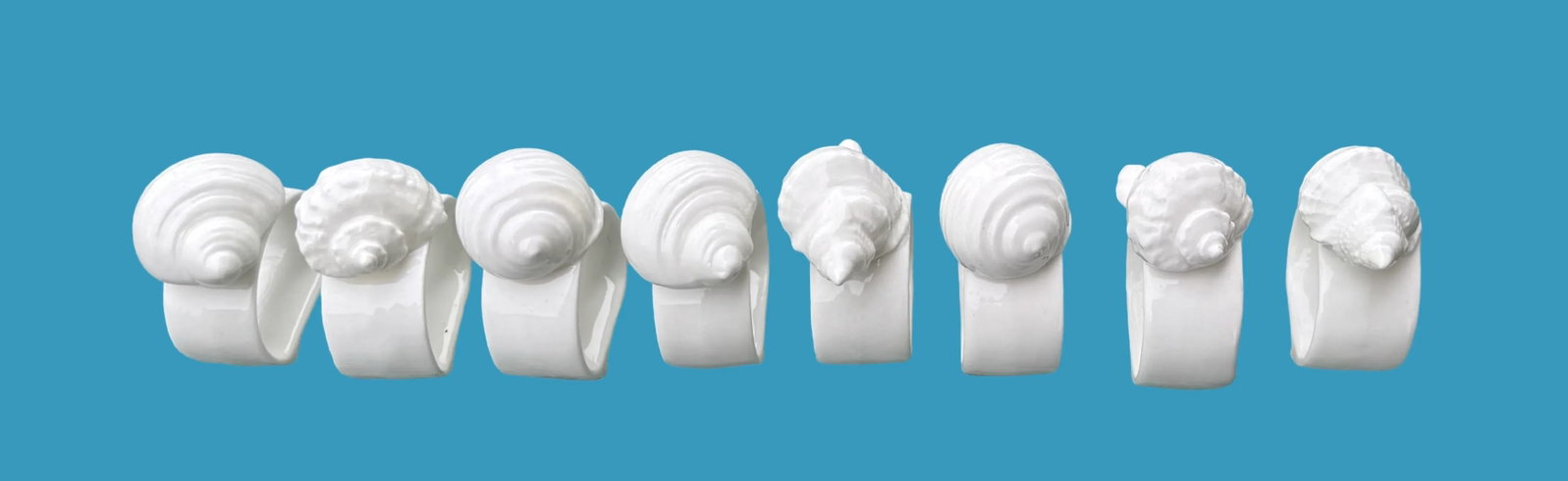 Porcelain Sea Shell Napkin Rings- Set of 8 - 3