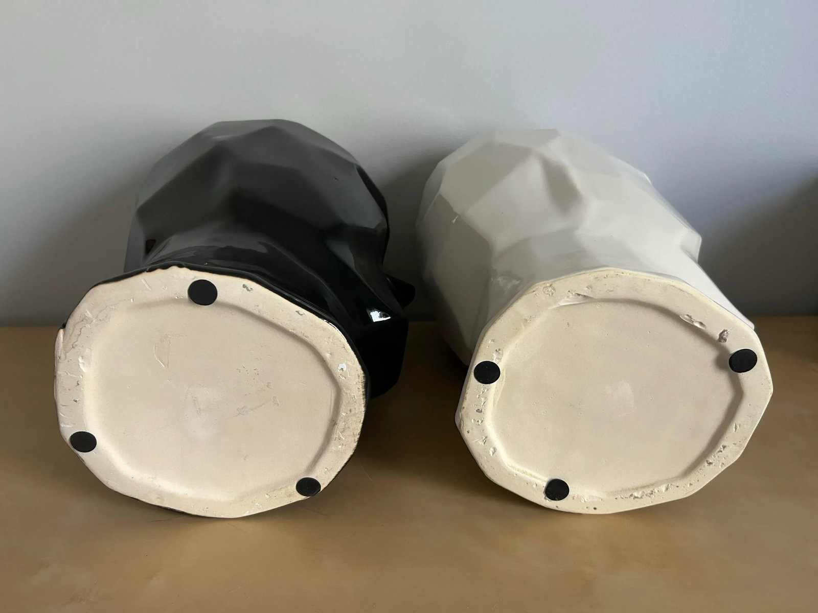 Mid Century Modern Pair of Figural Abstract Human Head Planters Black & White - 12