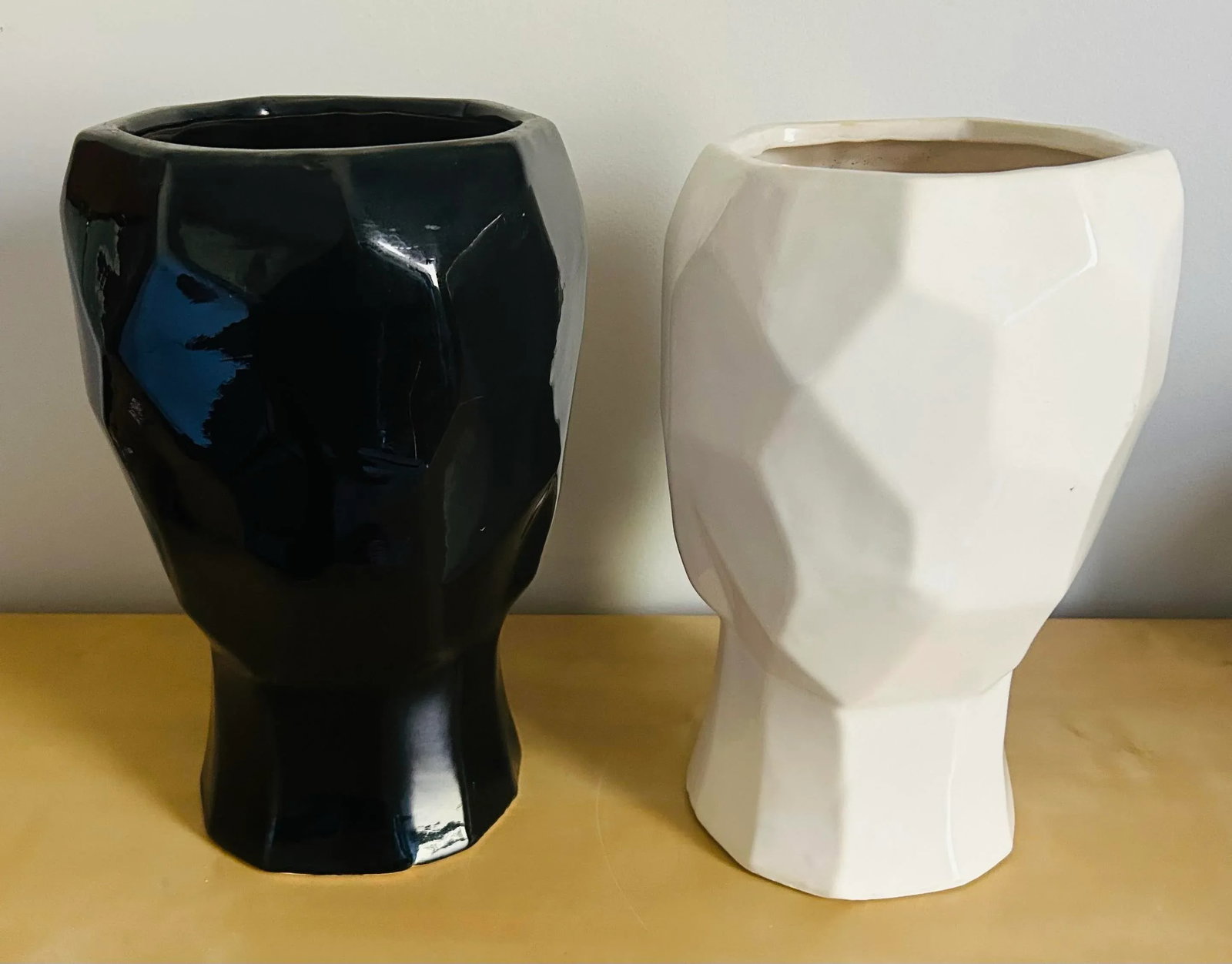 Mid Century Modern Pair of Figural Abstract Human Head Planters Black & White - 4