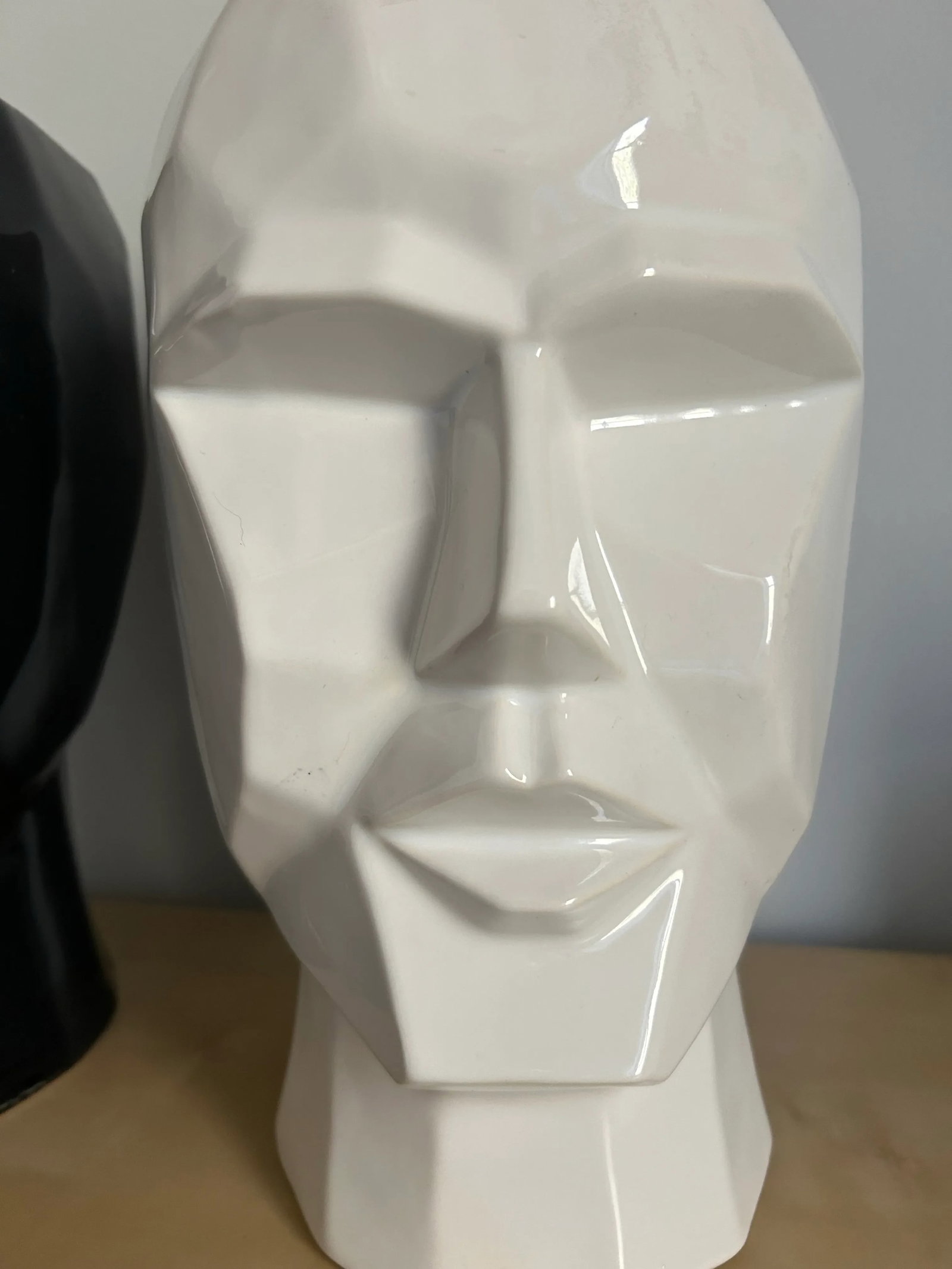 Mid Century Modern Pair of Figural Abstract Human Head Planters Black & White - 7