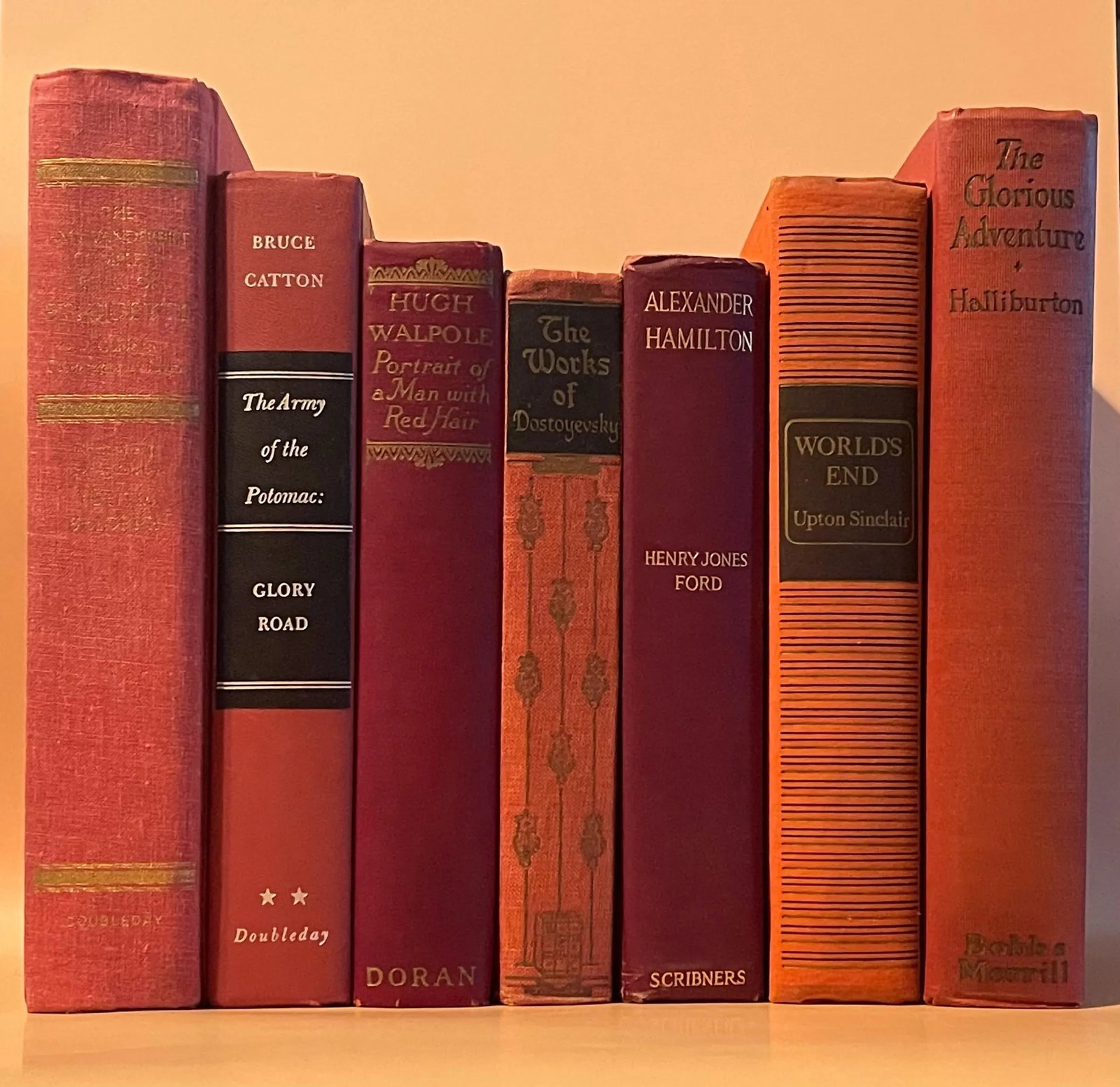 Vintage Red Decorative Book Set- 7 Pieces - 2