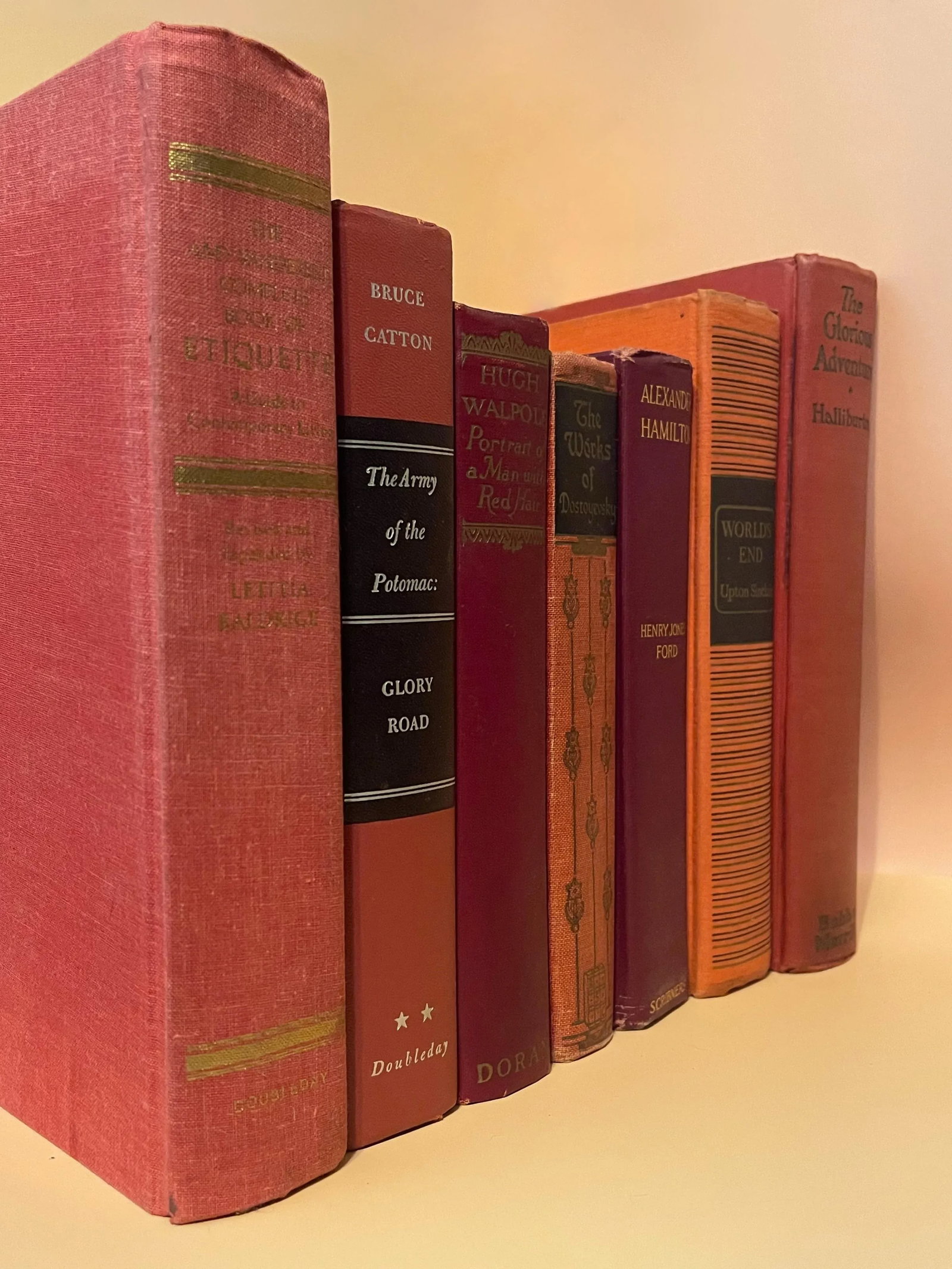 Vintage Red Decorative Book Set- 7 Pieces - 4