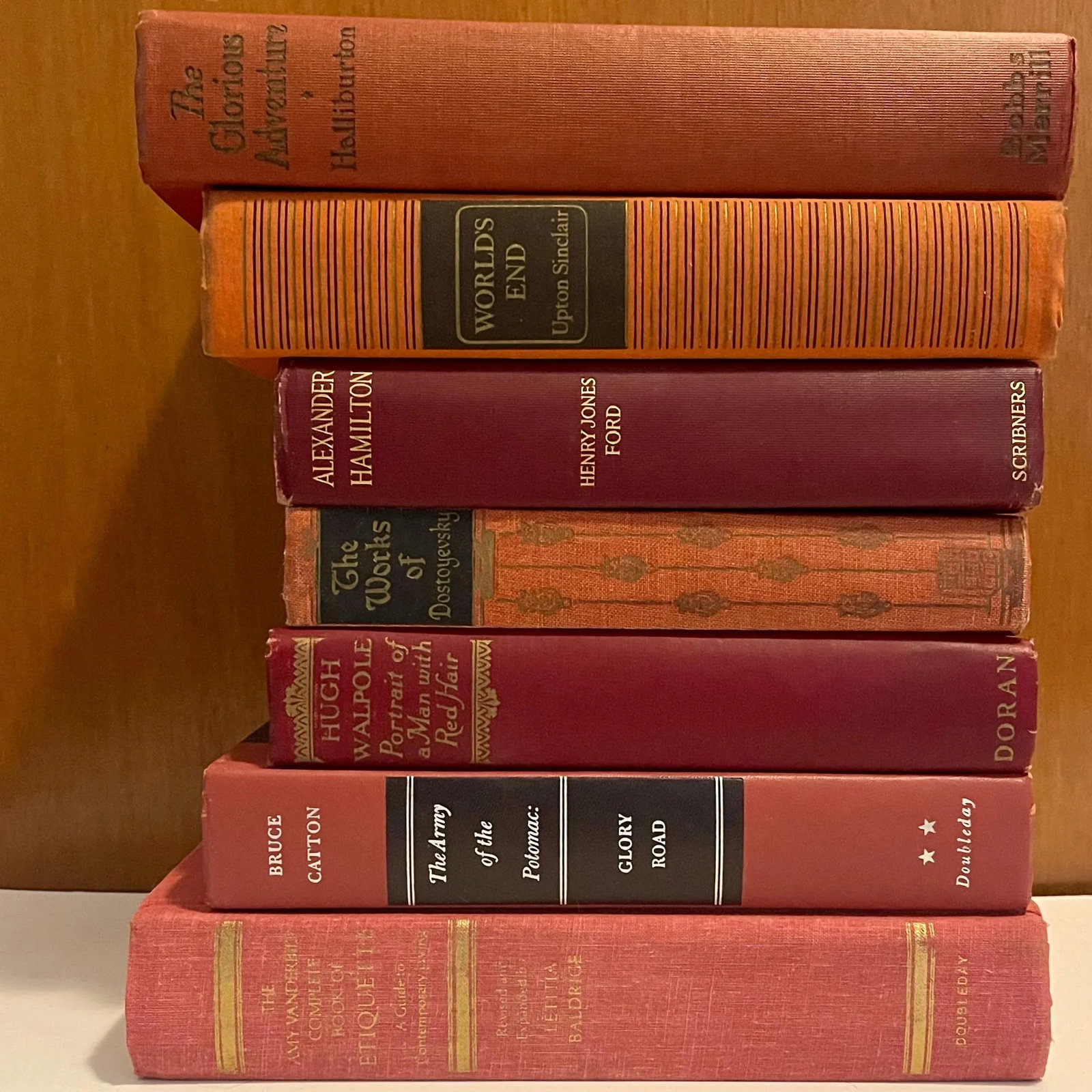 Vintage Red Decorative Book Set- 7 Pieces - 5