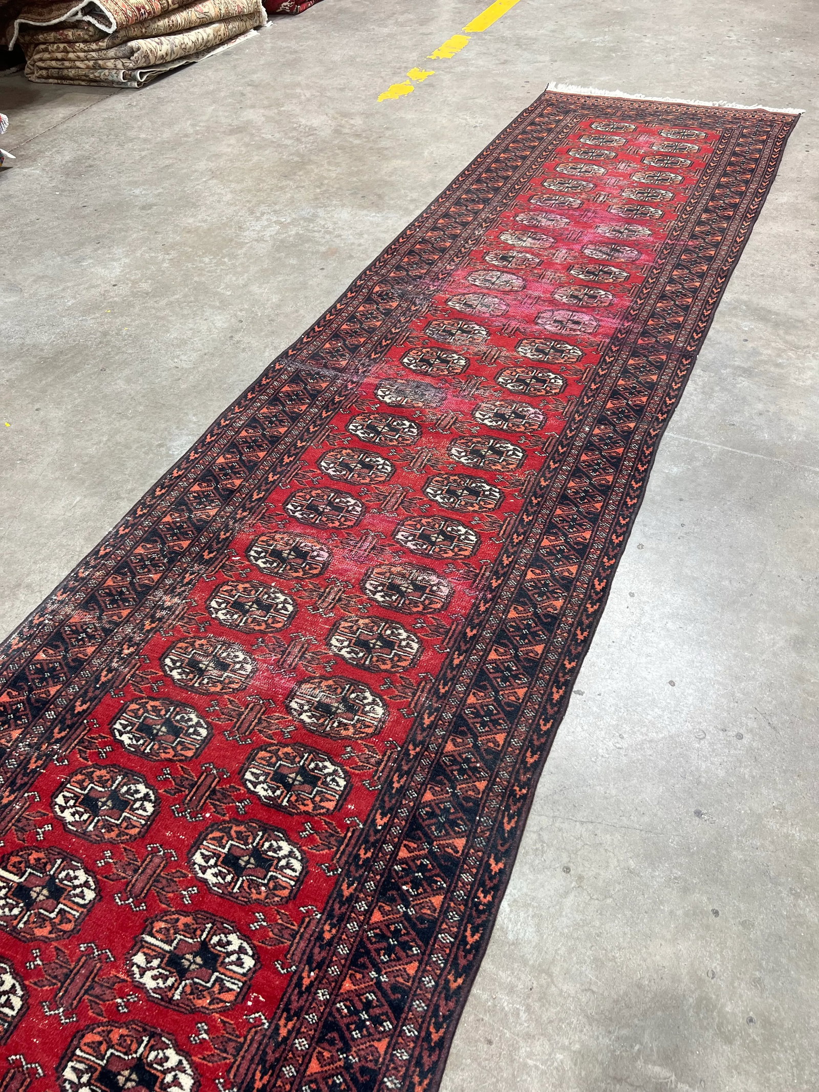 Vintage Red Bokhara Runner Rug - 3