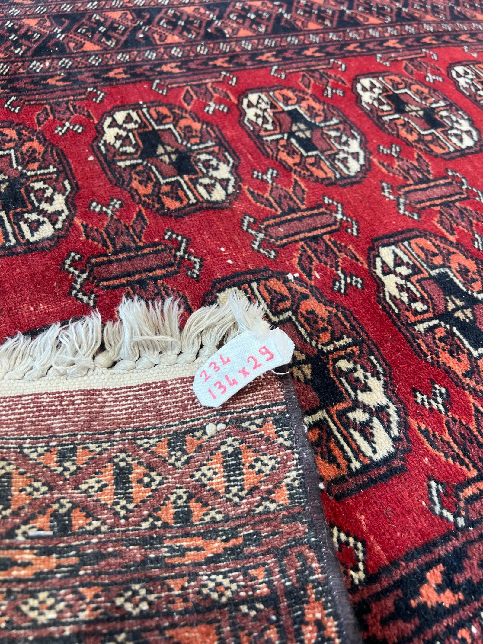 Vintage Red Bokhara Runner Rug - 5