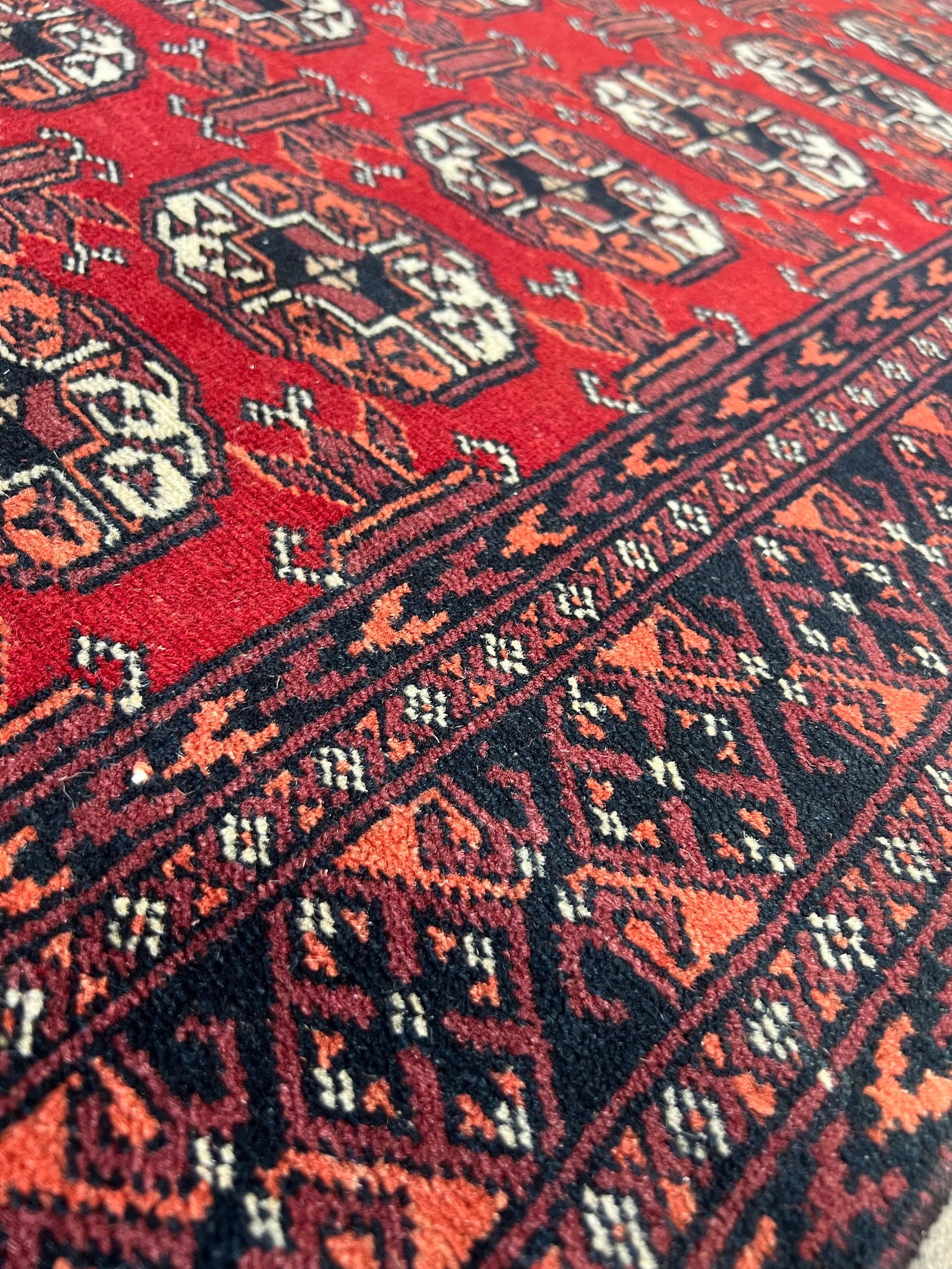 Vintage Red Bokhara Runner Rug - 6