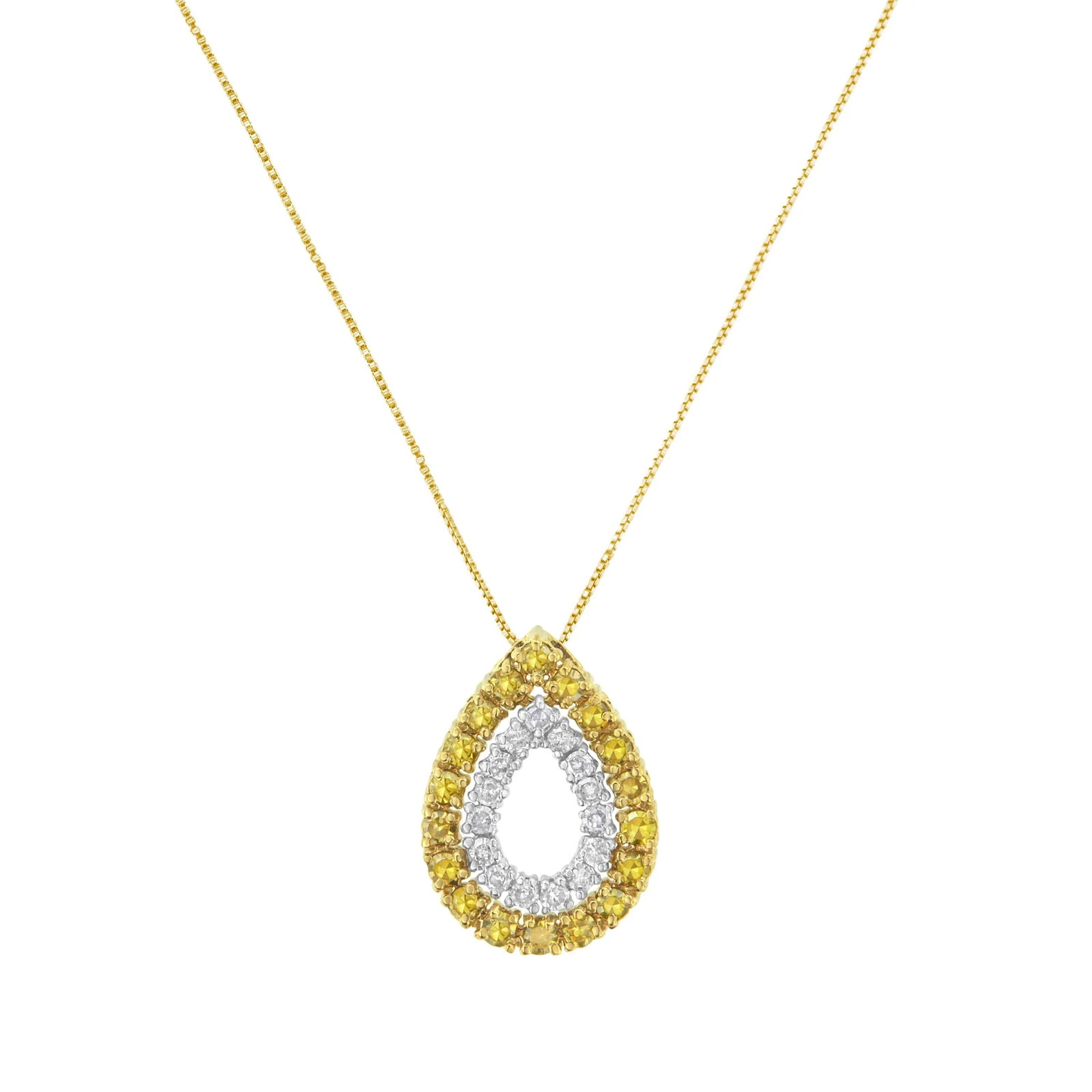 Yellow Gold Plated Sterling Silver Treated Yellow Diamond Pear Shape Pendant Necklace (1/2 cttw, Yel - 2