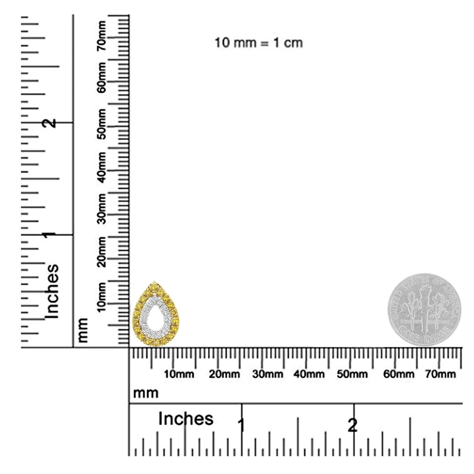 Yellow Gold Plated Sterling Silver Treated Yellow Diamond Pear Shape Pendant Necklace (1/2 cttw, Yel - 5
