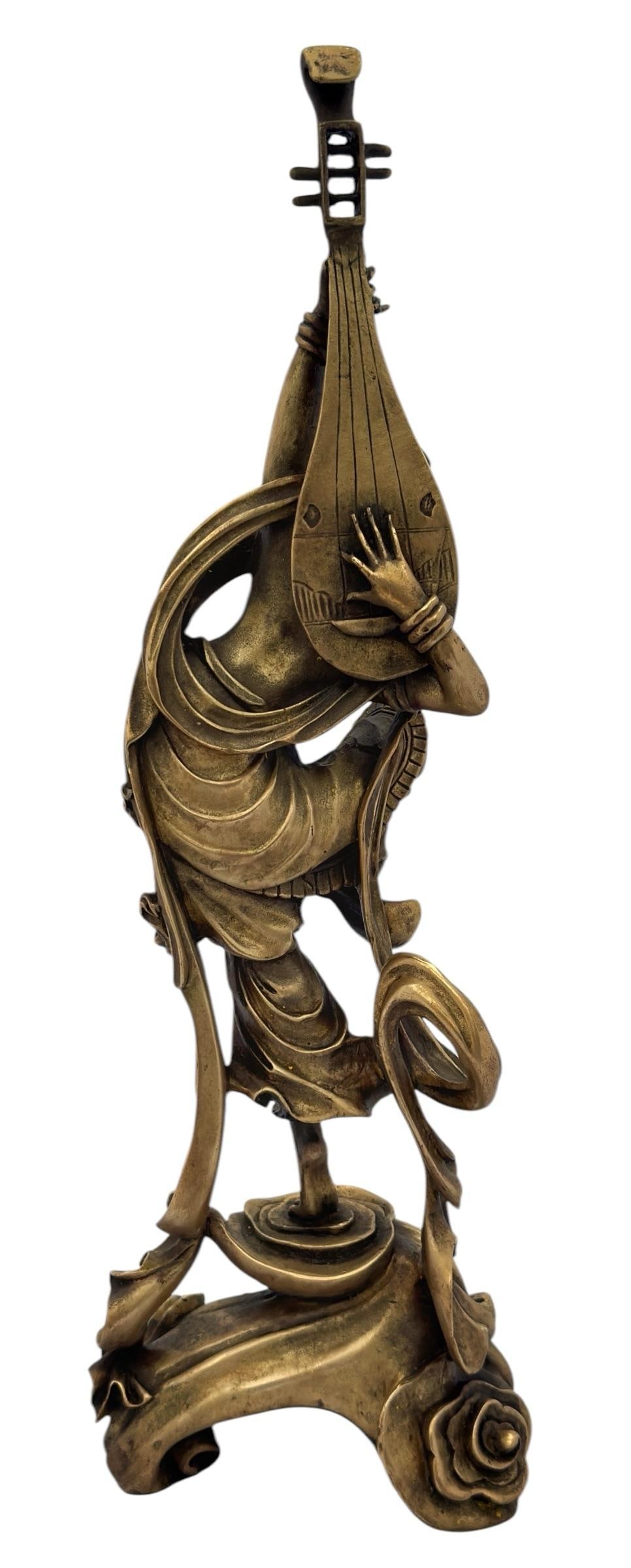 Bronze Dancer With Pipa 4 String Lute Tibet Nepal, Circa 1900 - 5