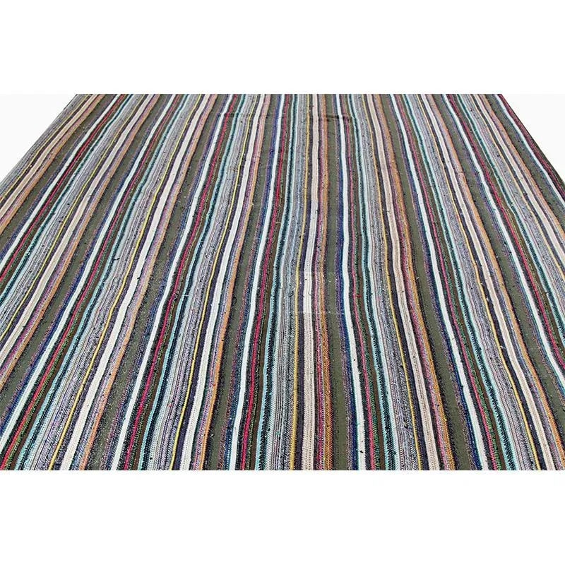1980s Vintage Handwoven Scandinavian Style Kilim Area Rug - 8'6'' * 12'3'' - 6