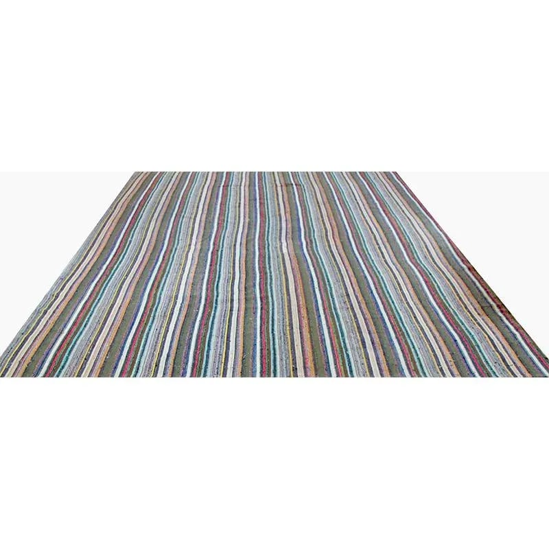 1980s Vintage Handwoven Scandinavian Style Kilim Area Rug - 8'6'' * 12'3'' - 8